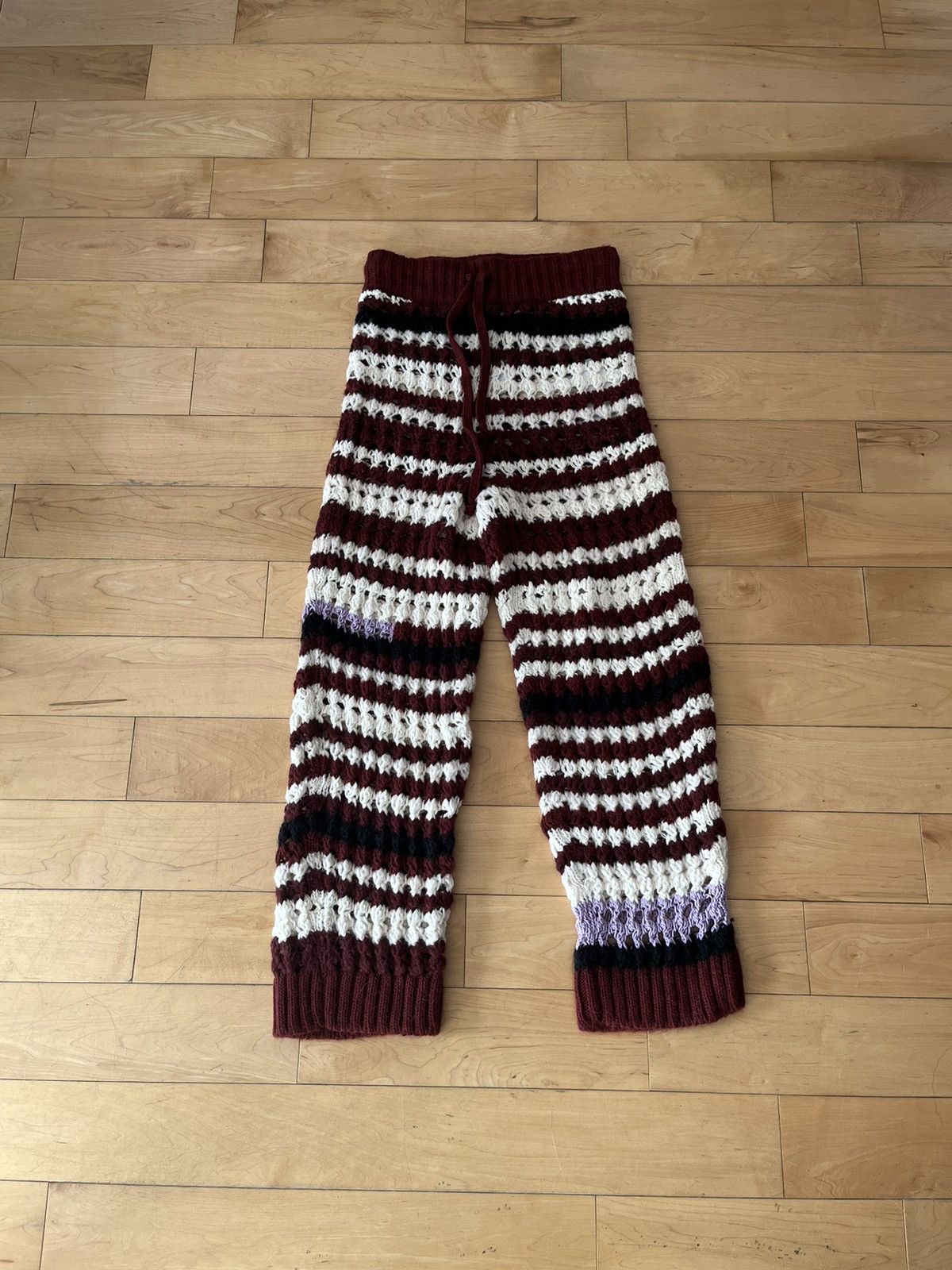 image of NWT - Marni Wool & Alpaca Crochet Sweatpants in Burgundy, Men's (Size 30)