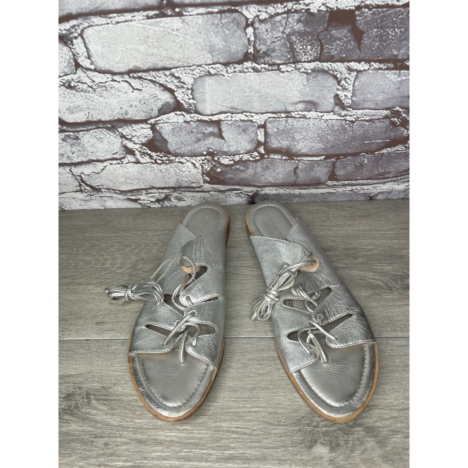 Loeffler Randall Loeffler Randall Kira GT Silver Metallic Thong Sandals Women Size US 9.5 / IT 39.5 - 16 Thumbnail