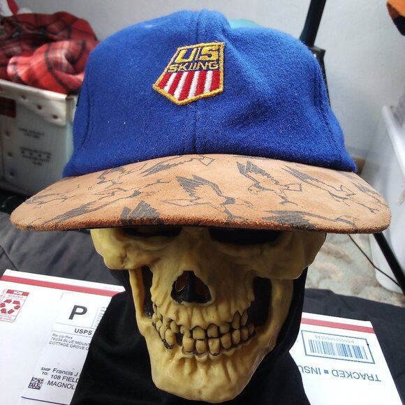Vintage Vintage 90s Bula US Ski Team Wool Suede Brim Snap Back Hat Size ONE SIZE - 1 Thumbnail
