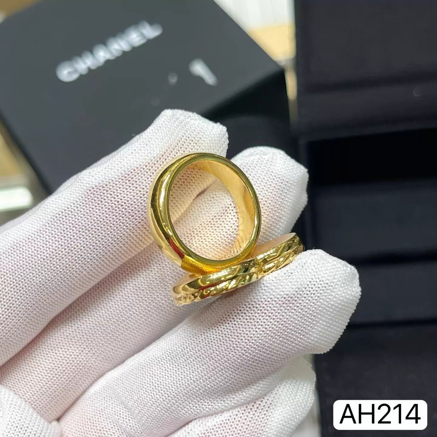 Chanel Chanel Denim Blue Gold Heart Ring 24p CC Size 51 Box AH214 Size ONE SIZE - 6 Thumbnail