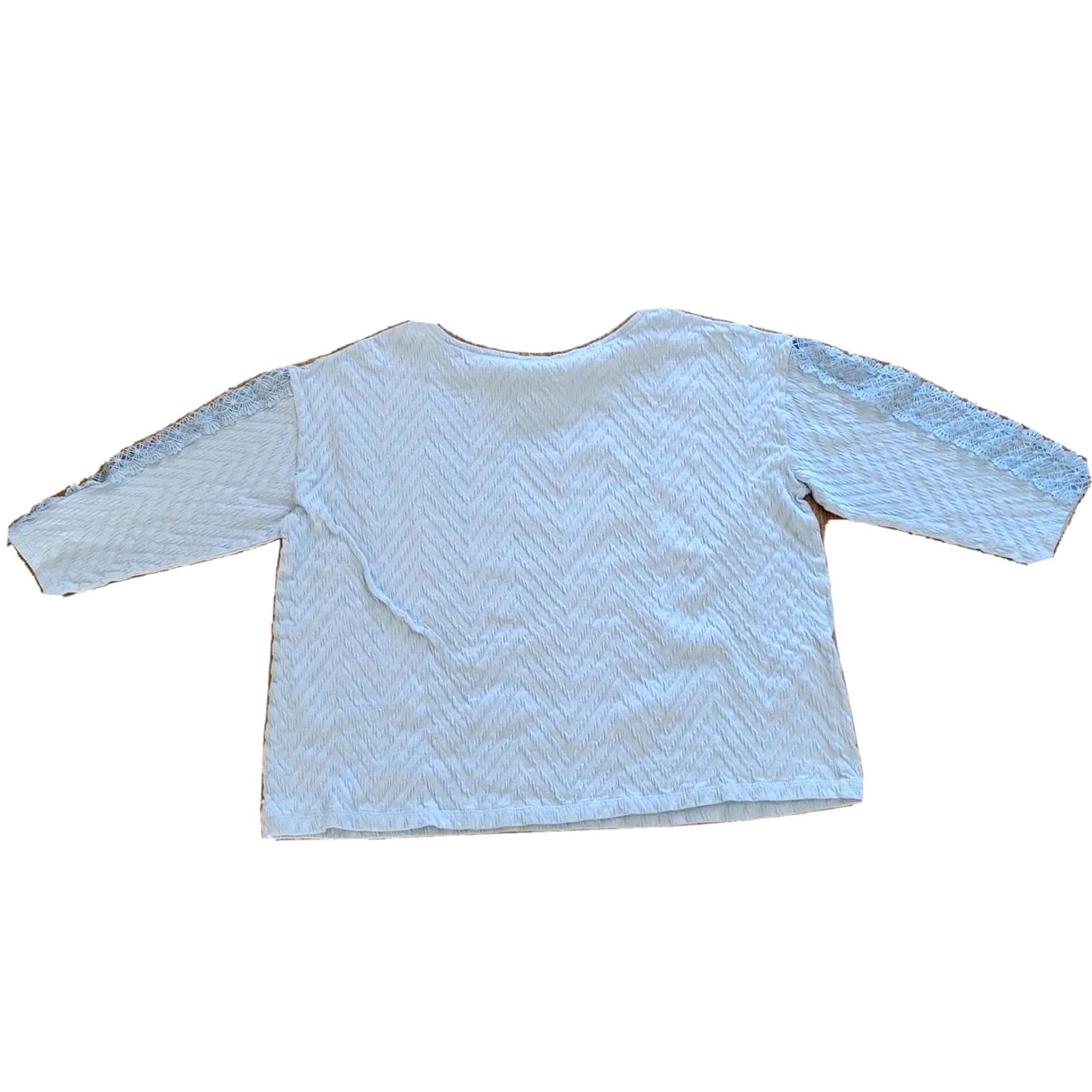Vintage Chico's Chicos Shirt Womens XL Blue Lace Sleeve Textured Fabric Casual Everyday Shirt Size XL / US 12-14 / IT 48-50 - 2 Thumbnail