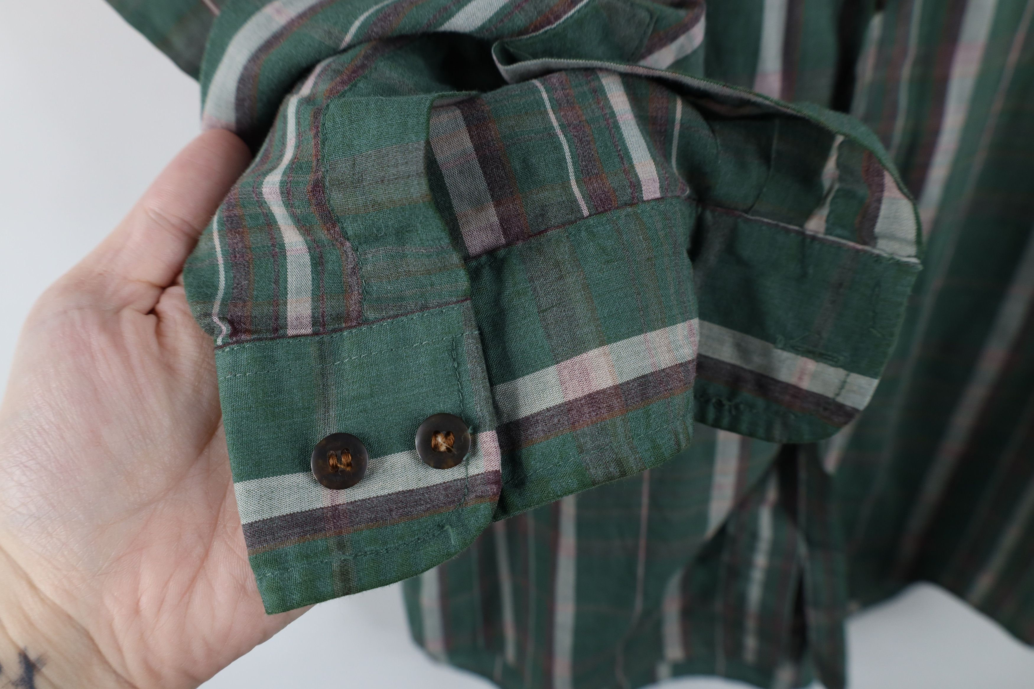 Vintage Vintage 90s Streetwear Collared Button Shirt Green Plaid Size US M / EU 48-50 / 2 - 4 Thumbnail