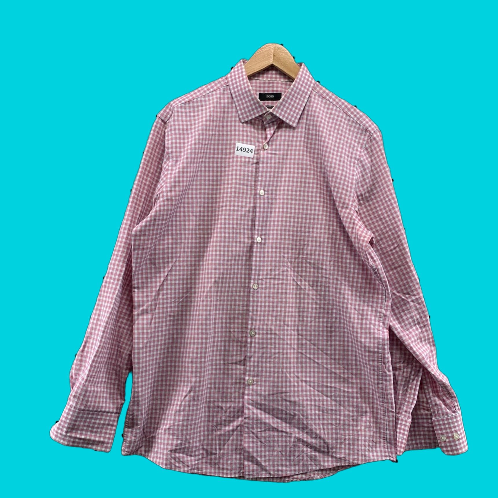 Hugo Boss HUGO BOSS Vintage Red Check Button-Up Shirt Long Sleeve Spread 16.5 Regular Mens Size US XL / EU 56 / 4 - 1 Thumbnail