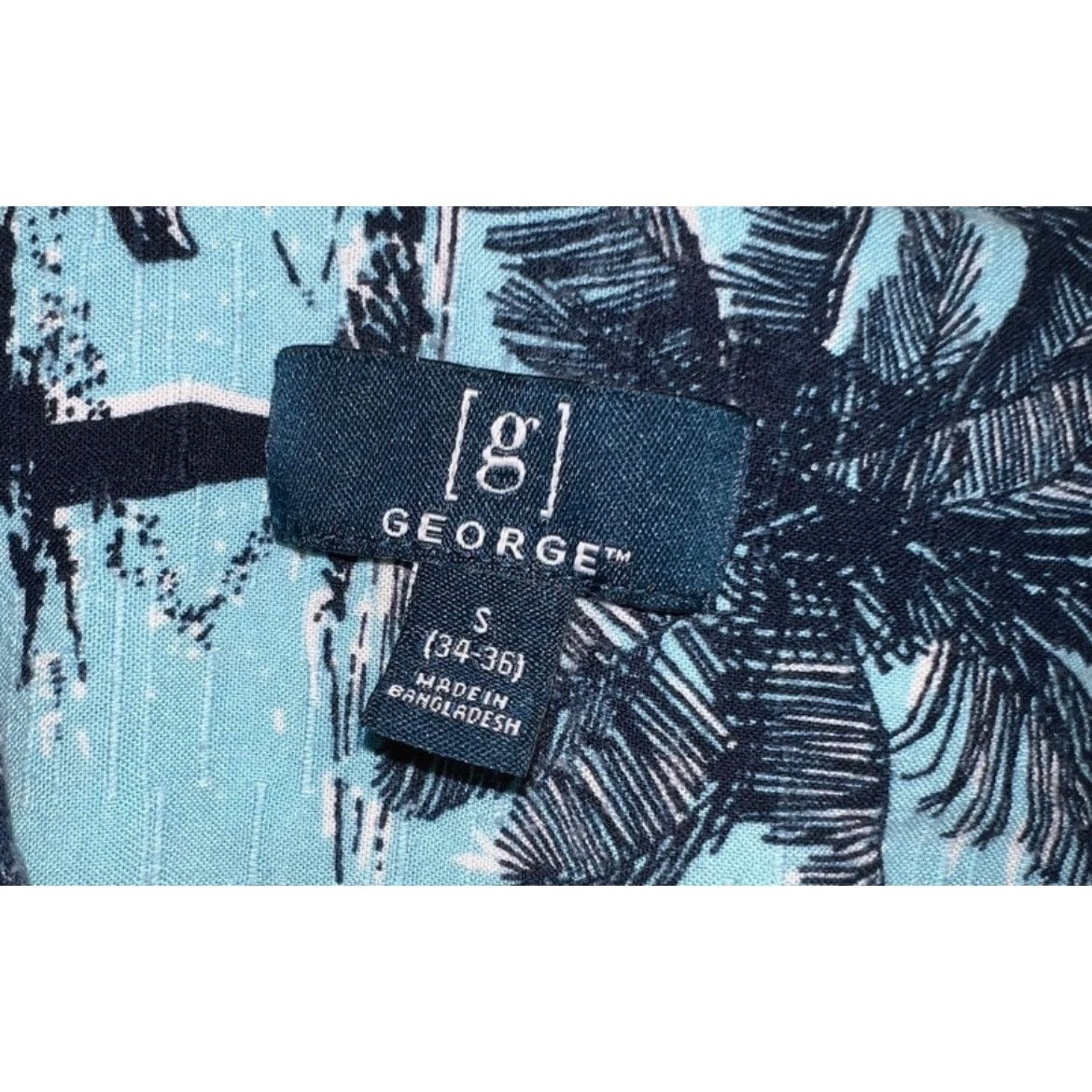 George Hawaiian Shirt Ocean Breeze Blue Palm Trees Button Front Size US S / EU 44-46 / 1 - 3 Thumbnail