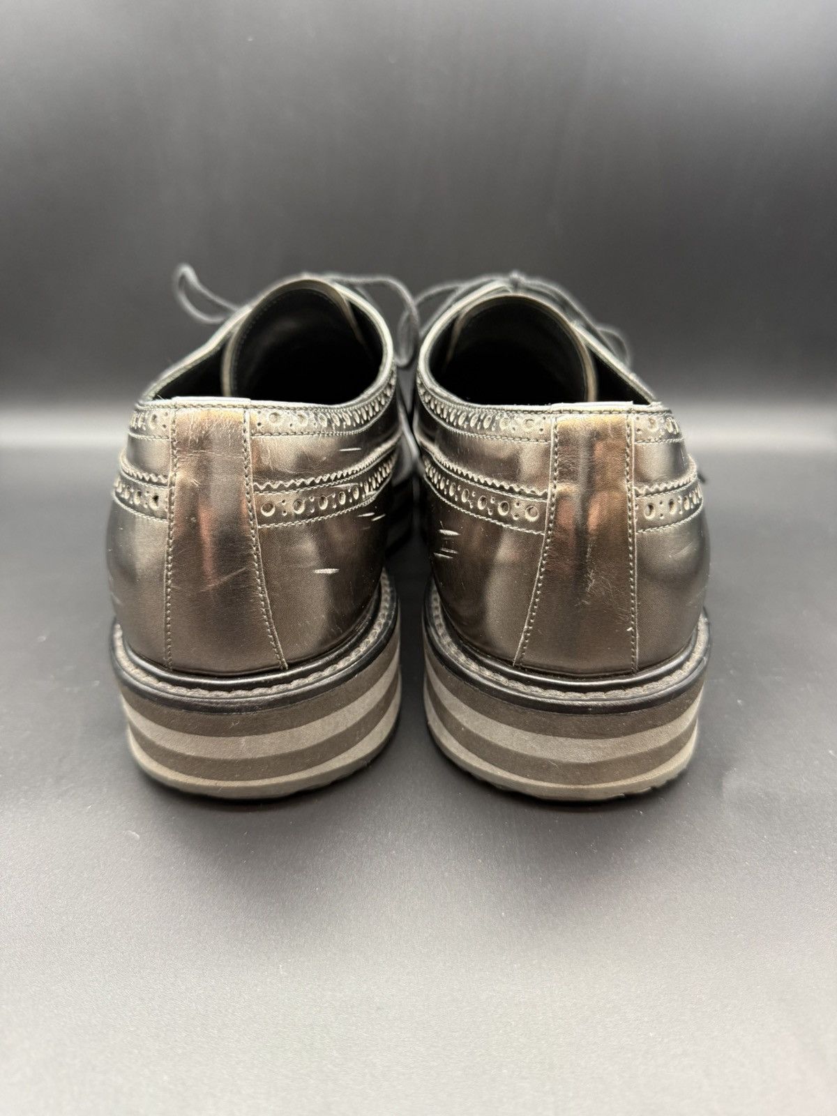 Prada PRADA Metallic Leather Platform Wingtip Brogue Oxford-US 11 Size US 11 / EU 44 - 5 Thumbnail