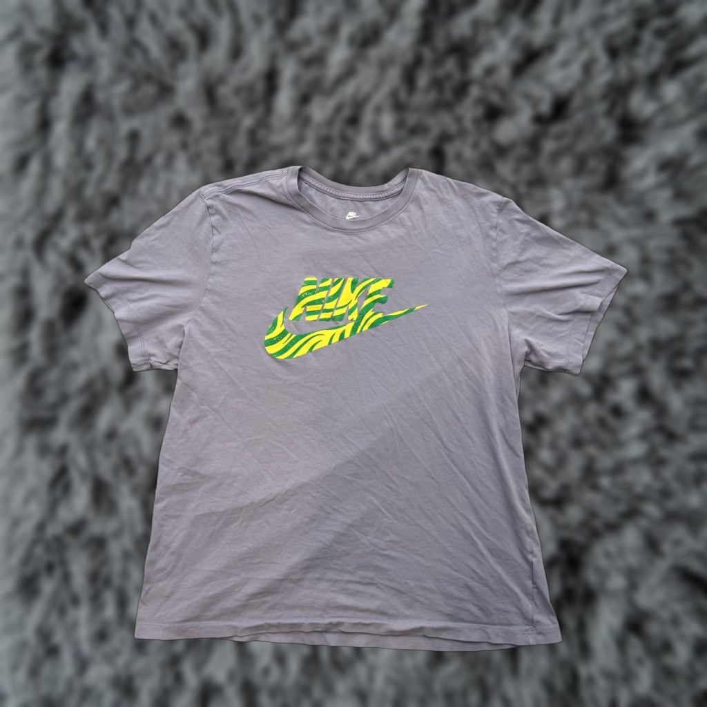 Nike Nike Shirt Mens XL Gray Green Yellow Swoosh Logo Tee The Nike Tee Cotton Size US XL / EU 56 / 4 - 1 Thumbnail