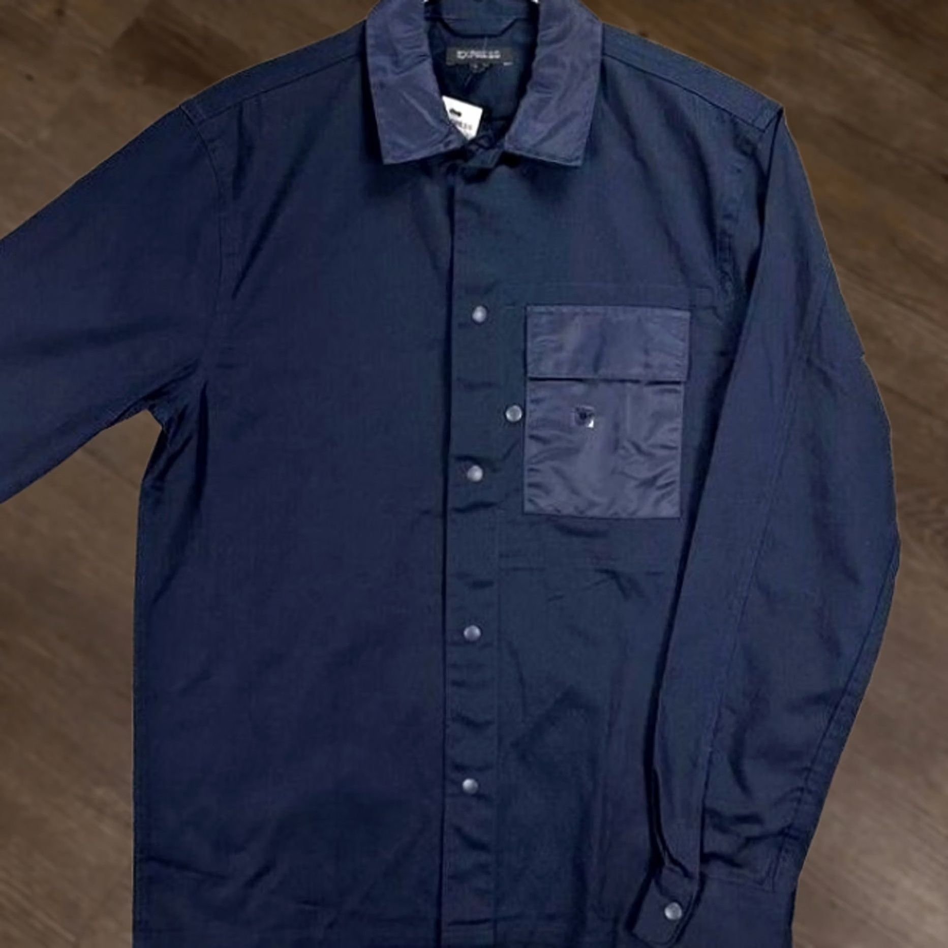 Express Express Snap Button Up Shirt Mens XS Navy Blue Wax Pocket Long Sleeve Casual Size US XS / EU 42 / 0 - 1 Thumbnail