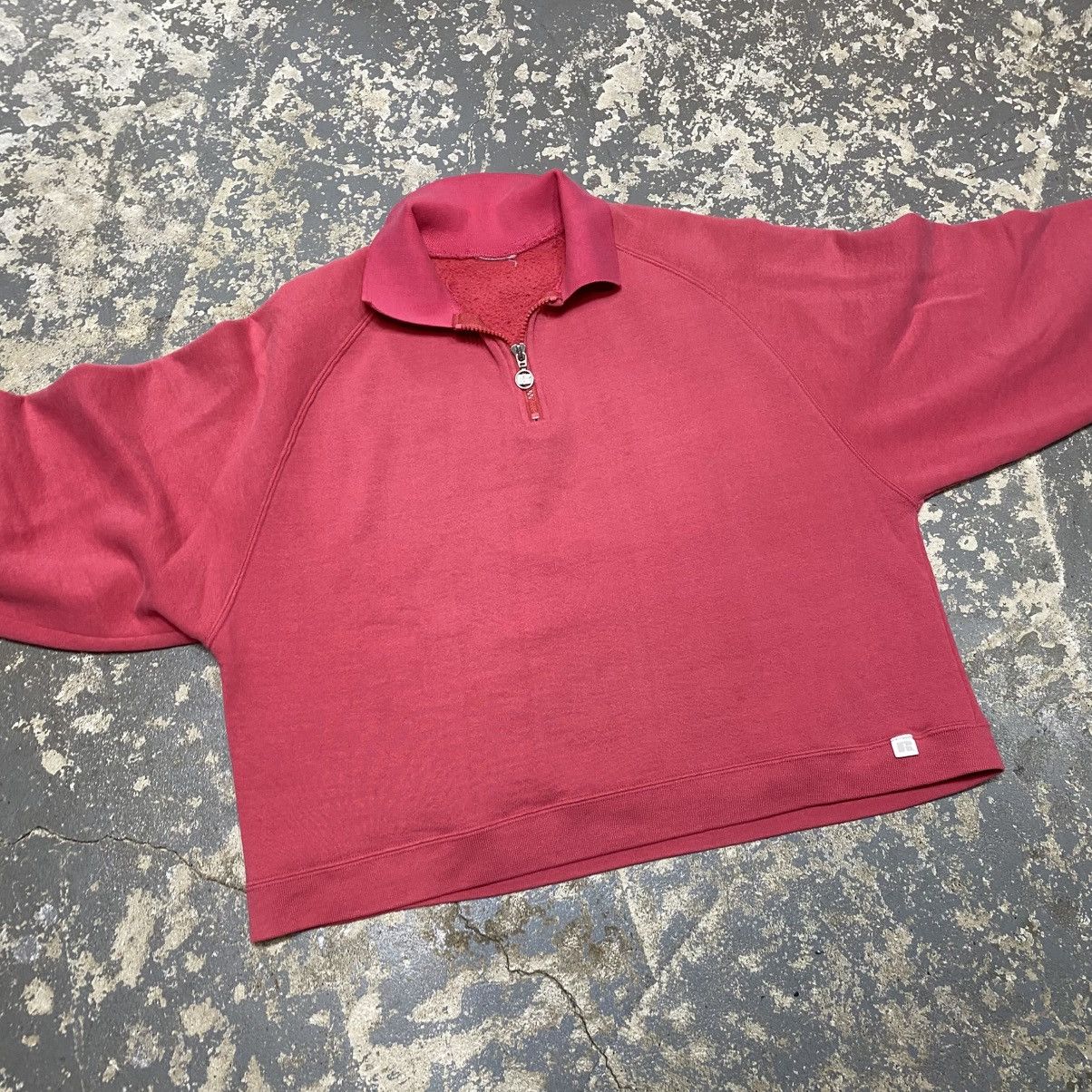 Russell Athletic × Vintage Vintage Russell Athletic Pink Cropped Boxy 1/4 Zip Crewneck Size US M / EU 48-50 / 2 - 3 Thumbnail