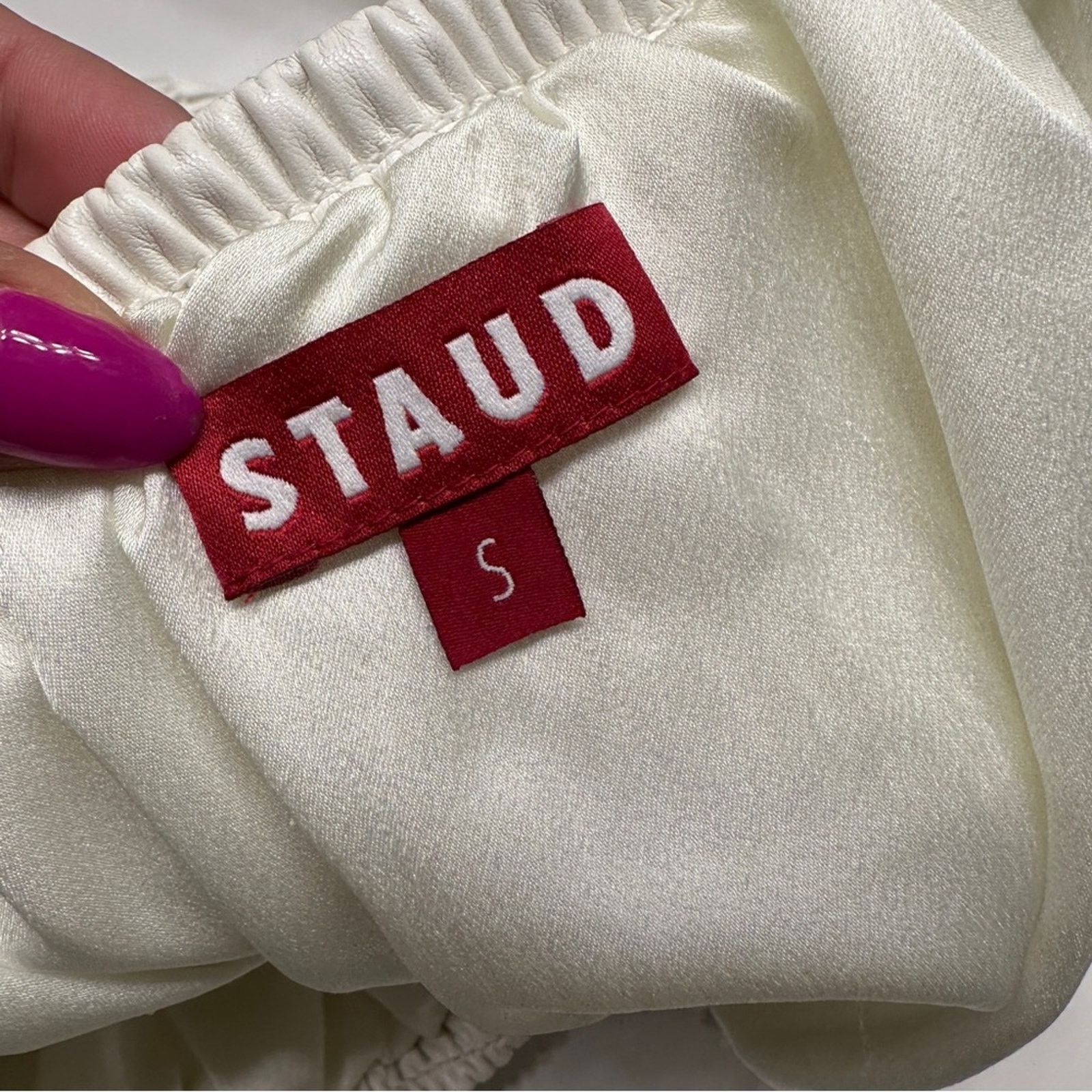 Staud STAUD Davis Vegan Leather Bandeau Top Ivory White S DAMAGED Size S / US 4 / IT 40 - 15 Thumbnail