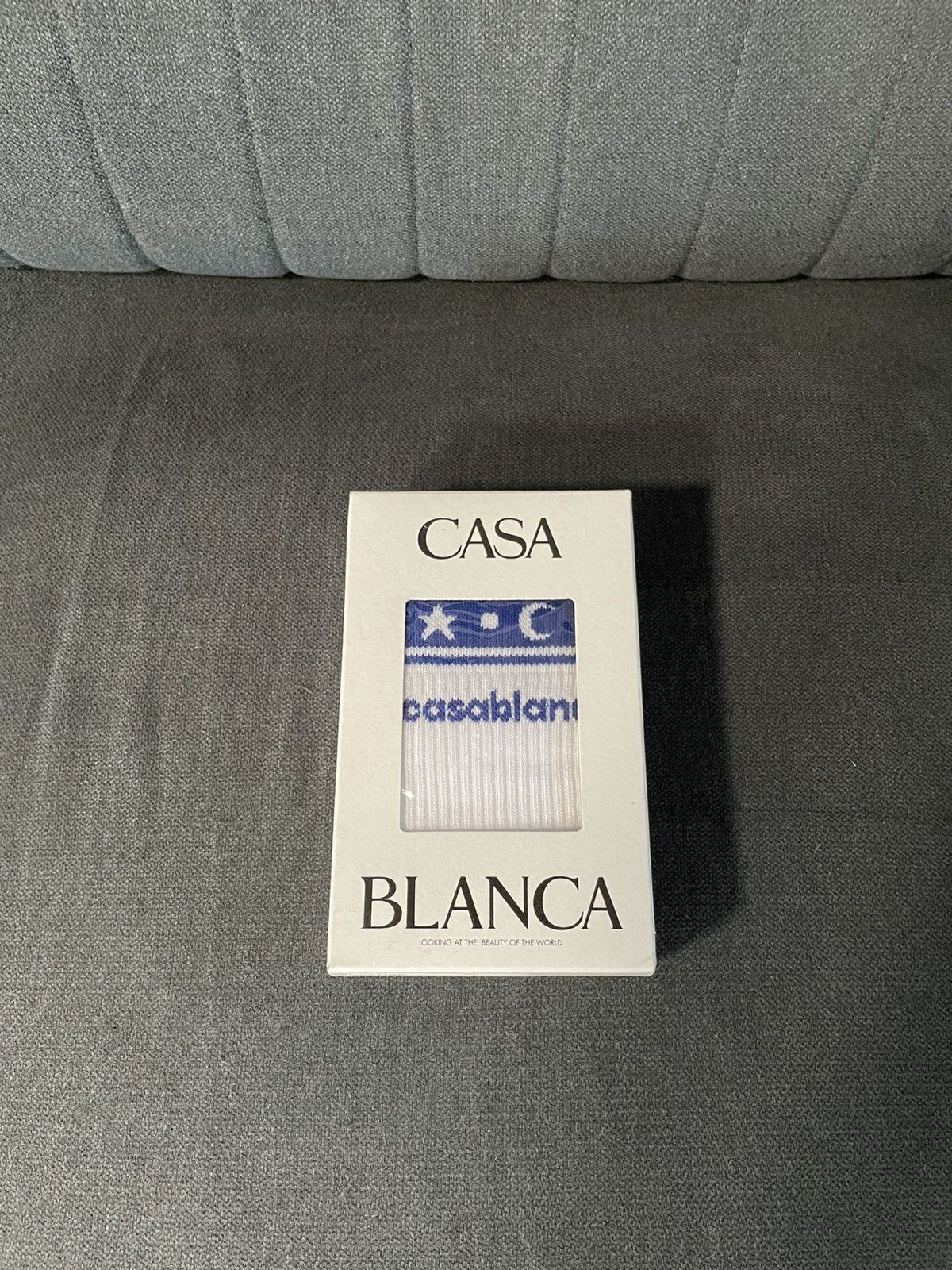 Casablanca Casablanca White & Blue Socks Size ONE SIZE - 1 Thumbnail