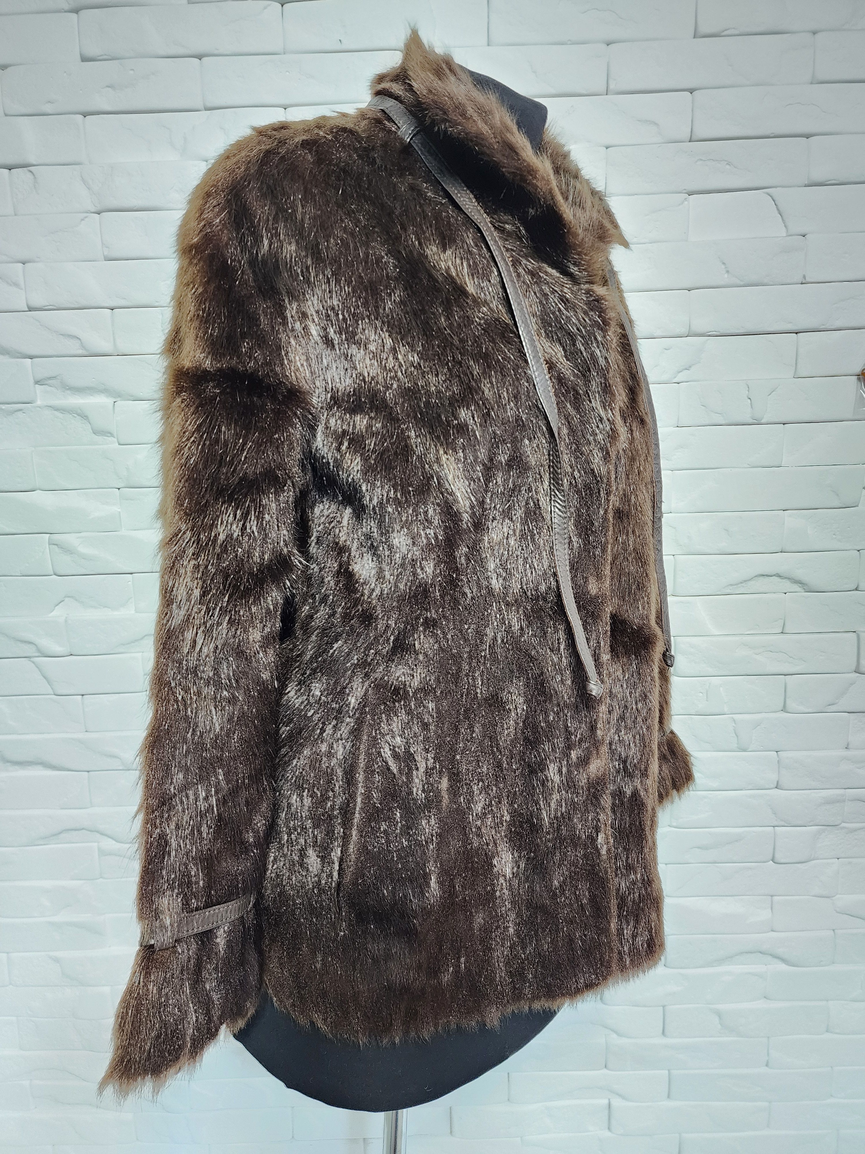 Furla Warm Brown Women's Fur Coat. Size L / US 10 / IT 46 - 3 Thumbnail