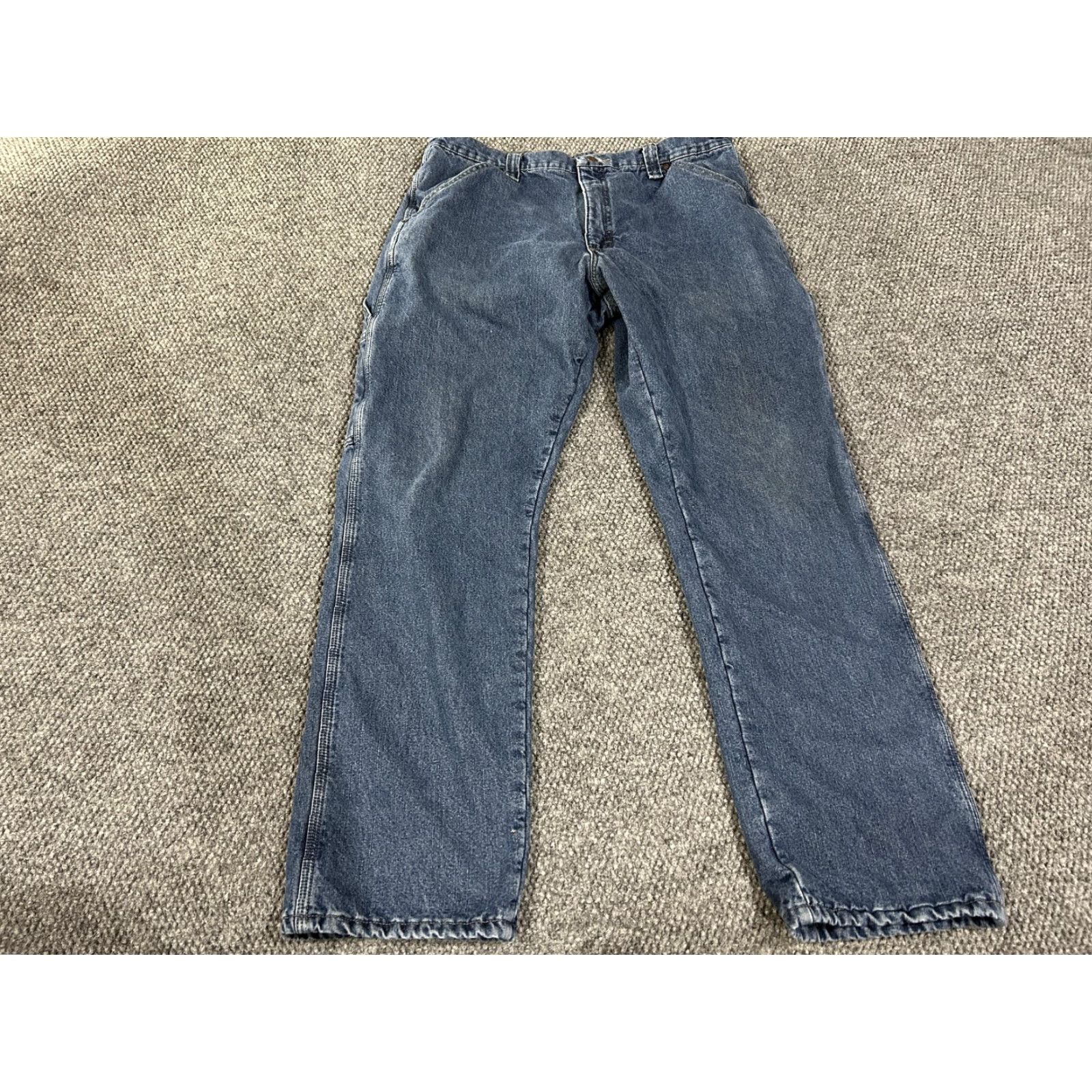 Wrangler Wrangler Jeans Mens 34x33 Blue Fleece Lined Carpenter Work Utility 1094FLWDS Size US 34 / EU 50 - 2 Thumbnail