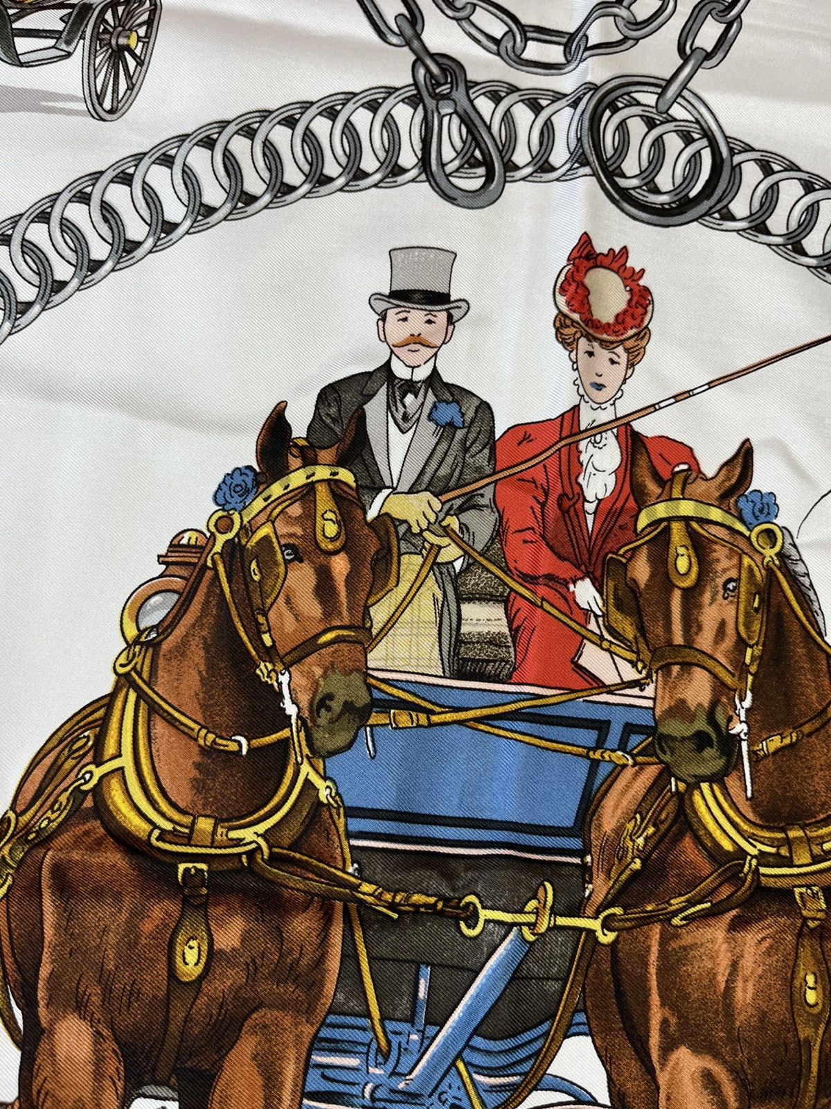 Designer × Hermes Hermes Paris LeDoux Equipages Big Scarf luxury vintage Size ONE SIZE - 8 Thumbnail