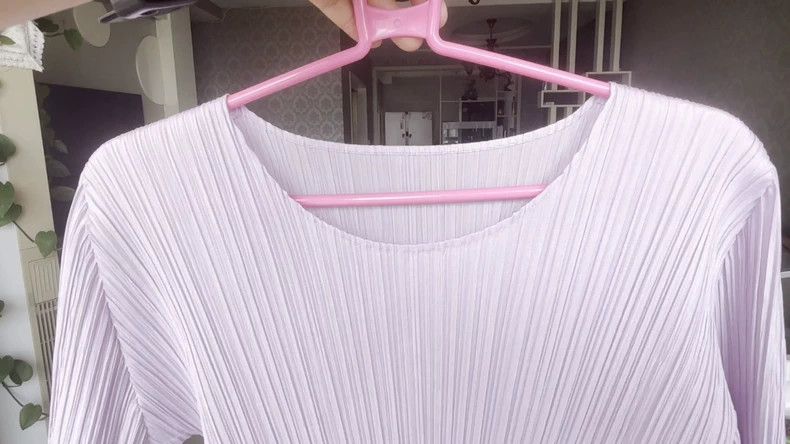 Issey Miyake Issey Miyake size:3 Purple pleated short-sleeved shirt Size XS / US 0-2 / IT 36-38 - 1 Thumbnail