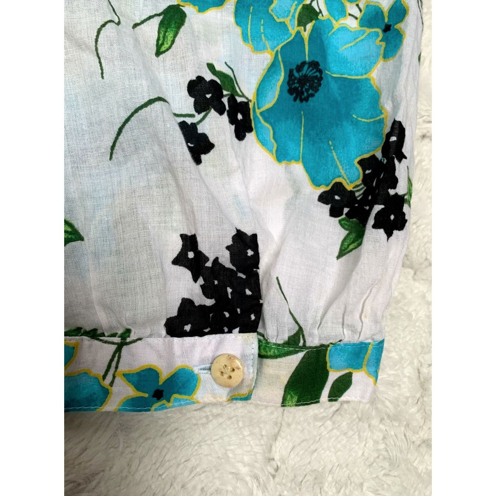 Vintage Sag Harbor Womens Button Down Top Shirt Large 3/4 Sleeves Floral Blue Casual Size L / US 10 / IT 46 - 5 Thumbnail