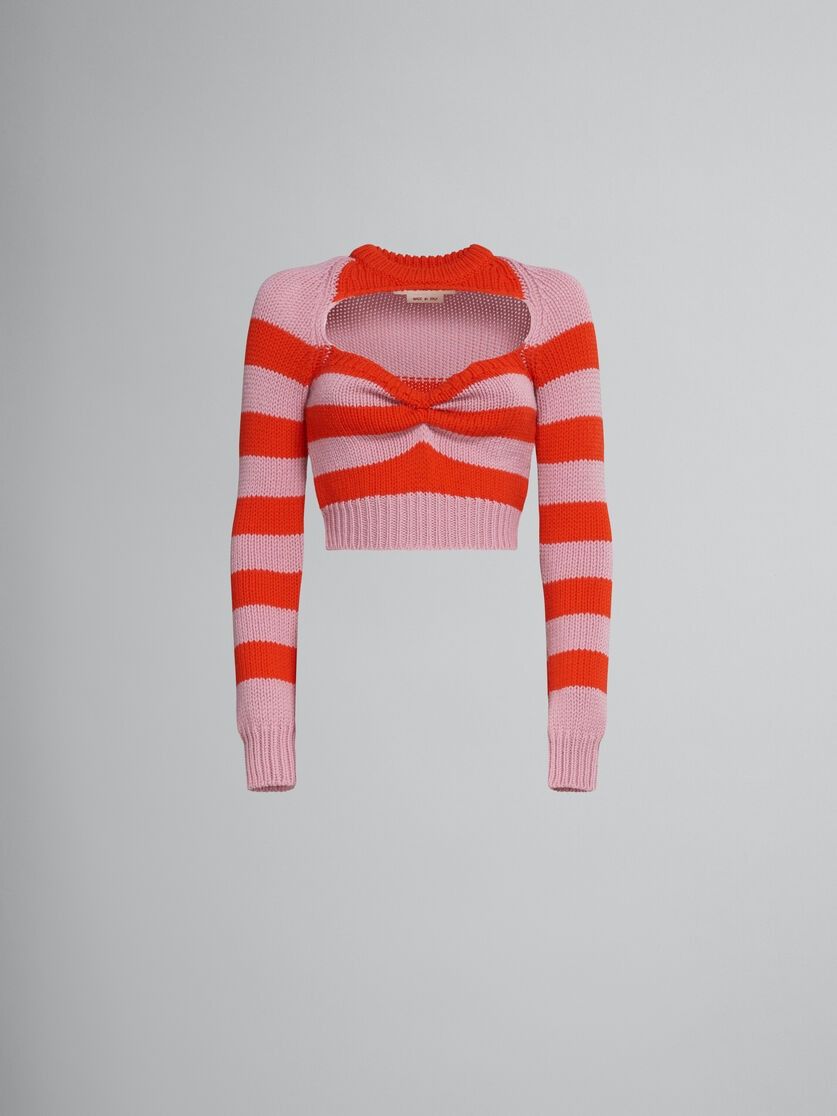 Image of Marni O1W1Db10524 Cropped Wool Sweater In Multicolor, Women's (Size XL)