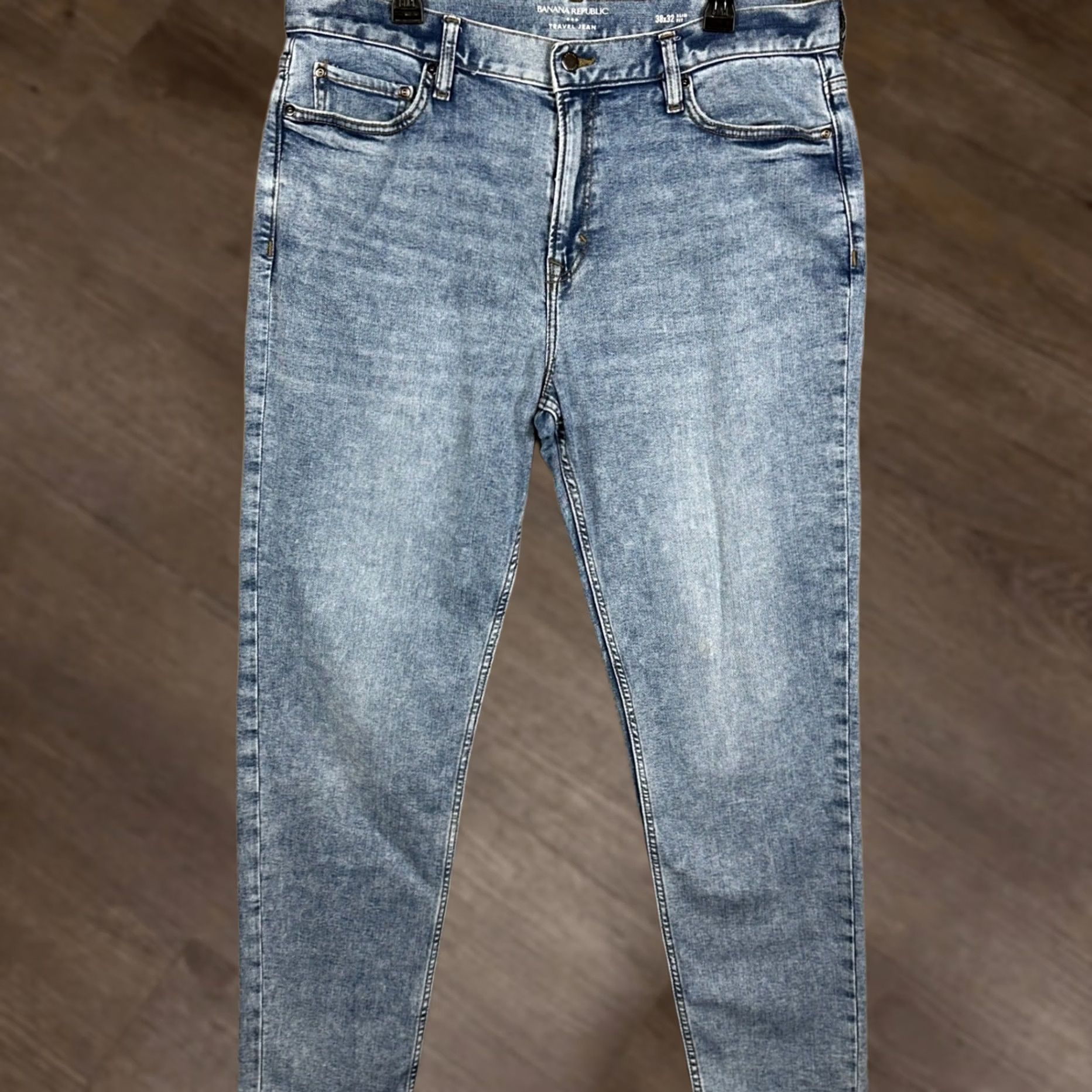Banana Republic Banana Republic Travel Jean Slim Fit Mens 38X32 Blue Denim Stretch Acid Wash Five-Pocket Casual Everyday All Season Mens Size US 38 / EU 54 - 1 Thumbnail
