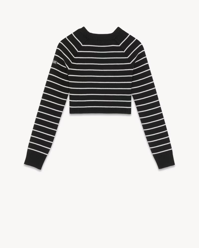Saint Laurent Paris o1la1rc1a0425 779464 Saint James Cropped Sweater In Wool Size L / US 10 / IT 46 - 2 Thumbnail