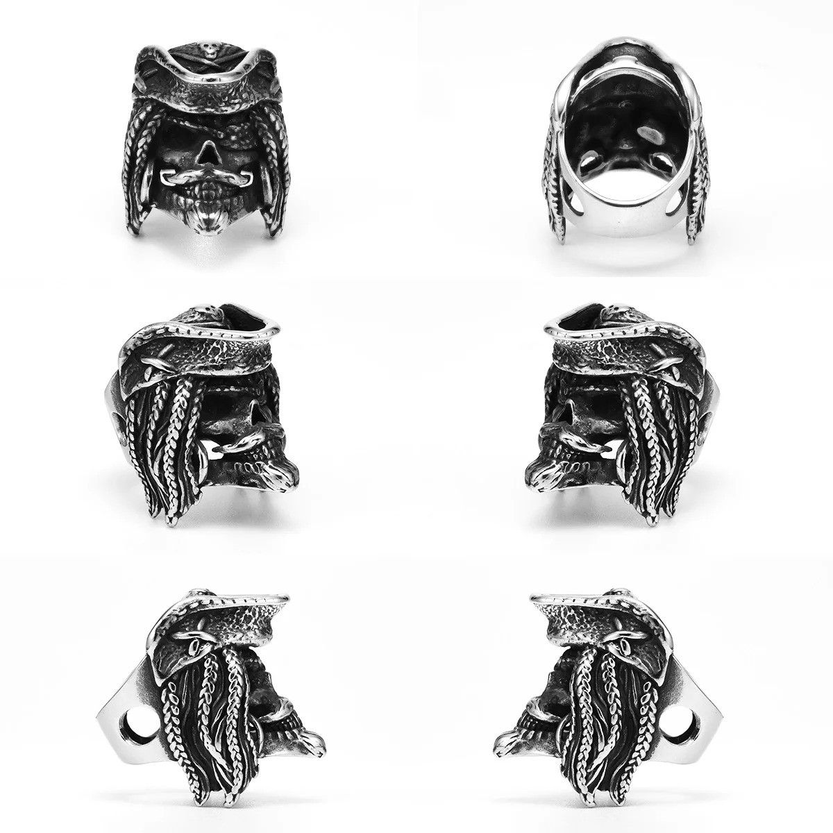 Vintage Pirate Captain Skull Men Ring Size ONE SIZE - 3 Thumbnail