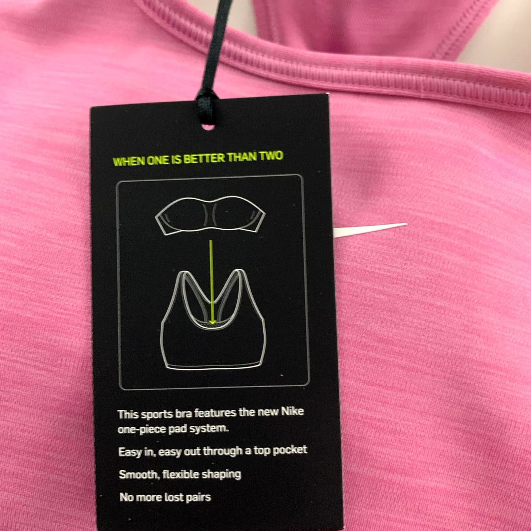 Nike Nike Medium Support Swoosh Sports Bra XS Pink Women's Athletic Bra Size ONE SIZE - 4 Thumbnail