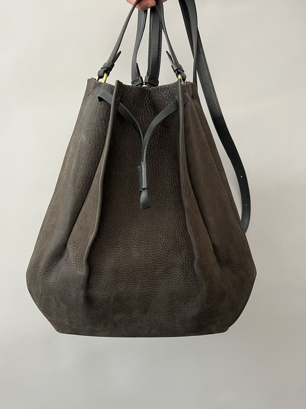 Maison Margiela Maison Margiela Large Nubuck Leather Bucket Bag In Dark Grey Size ONE SIZE - 5 Thumbnail
