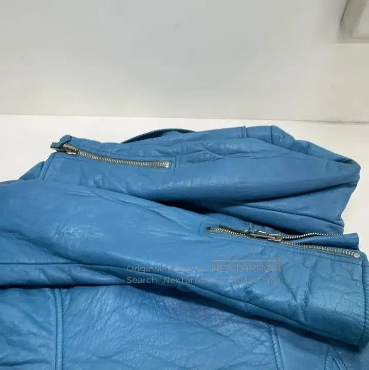 Balenciaga Balenciaga Blue Biker Leather Jacket for Unisex. Size US M / EU 48-50 / 2 - 9 Thumbnail