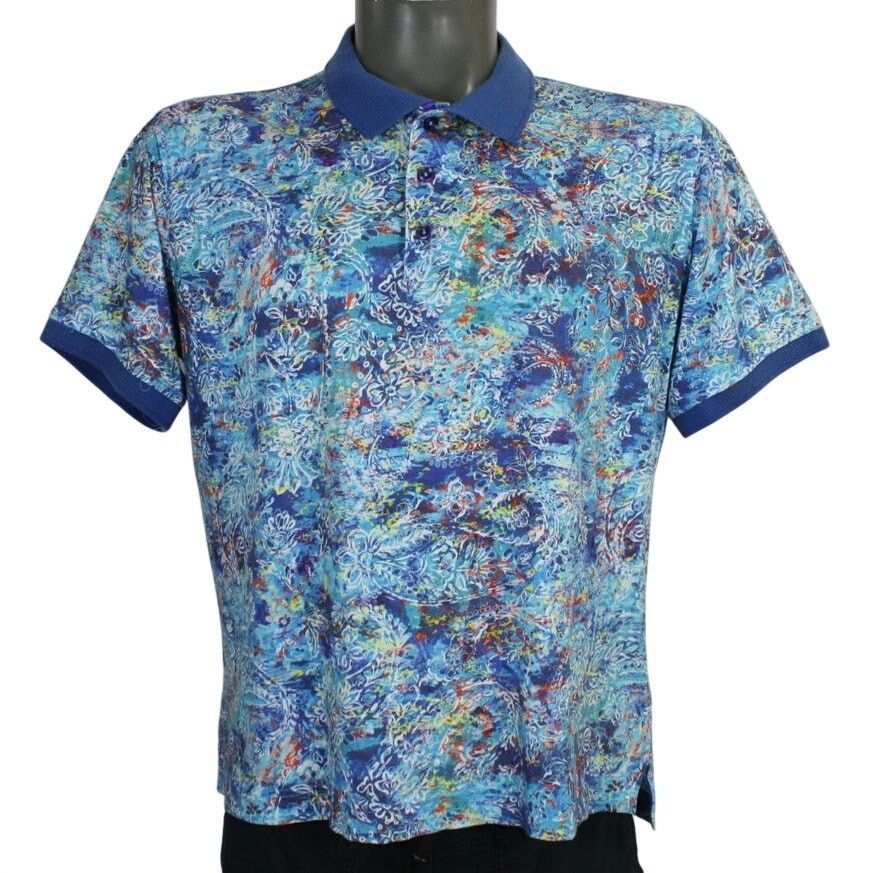 Robert Graham Robert Graham Polo Shirt Mens M Blue Abstract Floral Print Size US M / EU 48-50 / 2 - 1 Thumbnail