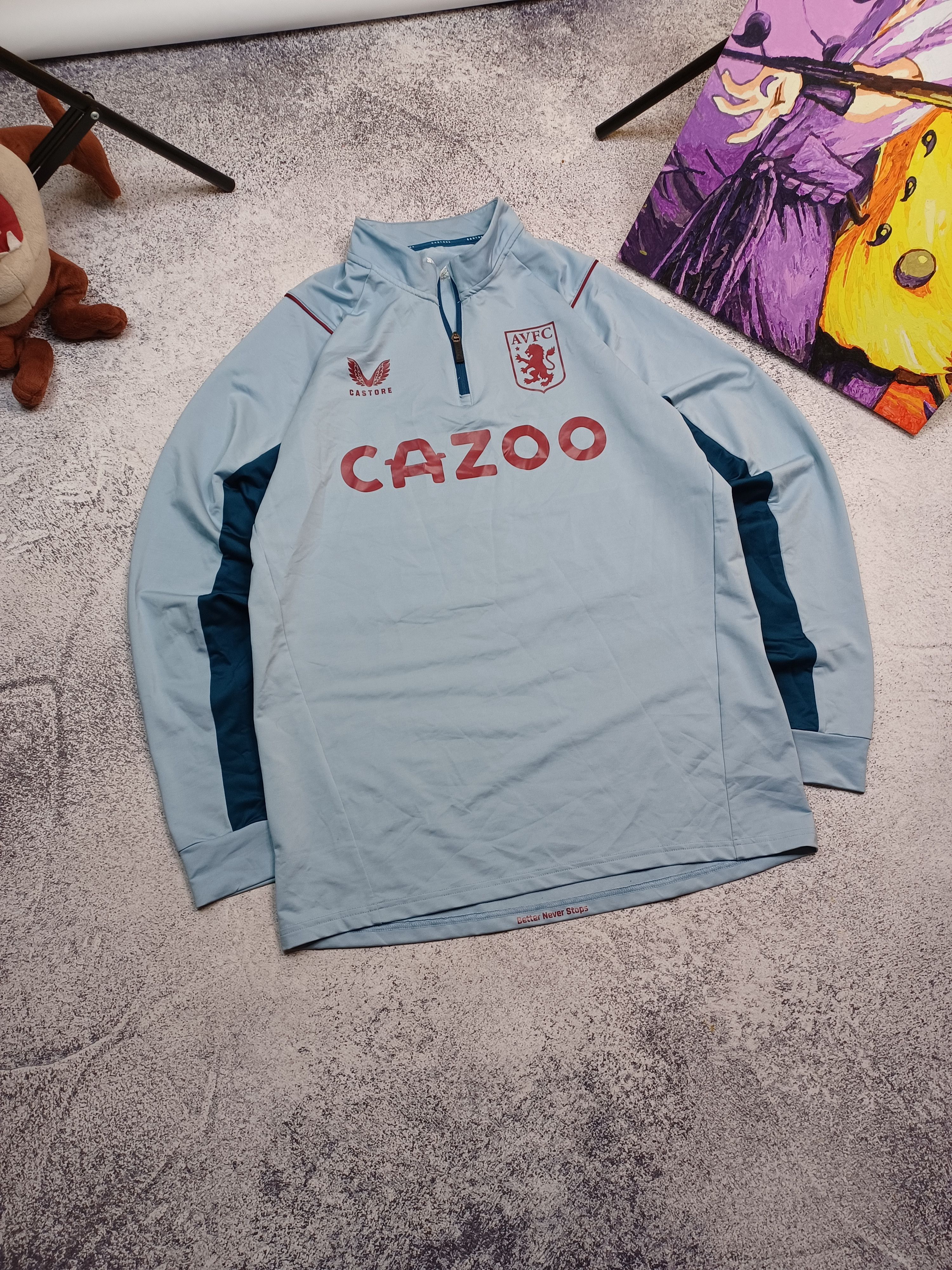 Castore Aston Villa Players Training 1/4 Zip Midlayer Top - Blue Size US M / EU 48-50 / 2 - 1 Thumbnail