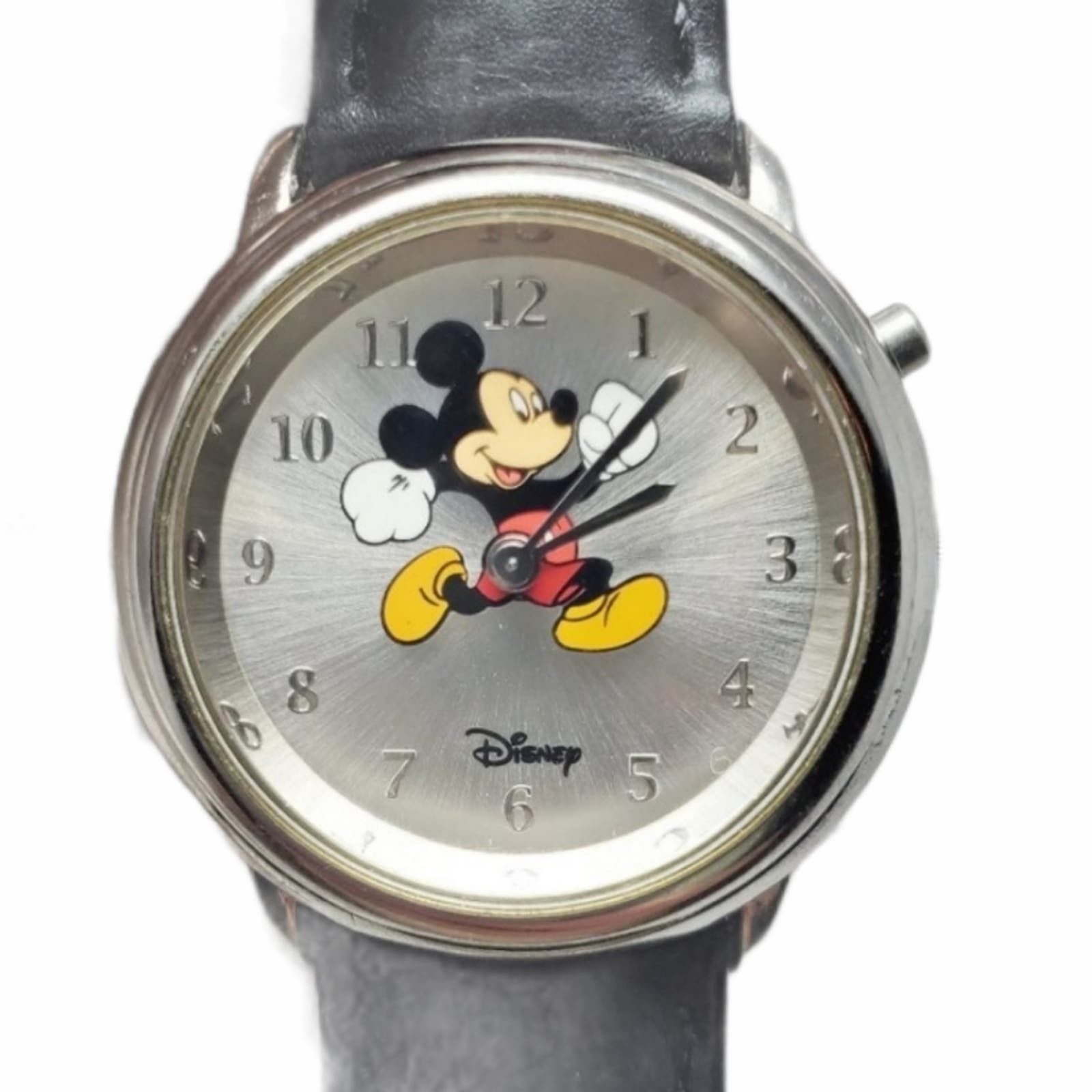 image of Disney Mickey Silver Running Legs Musical Black Ban Watch, Women's