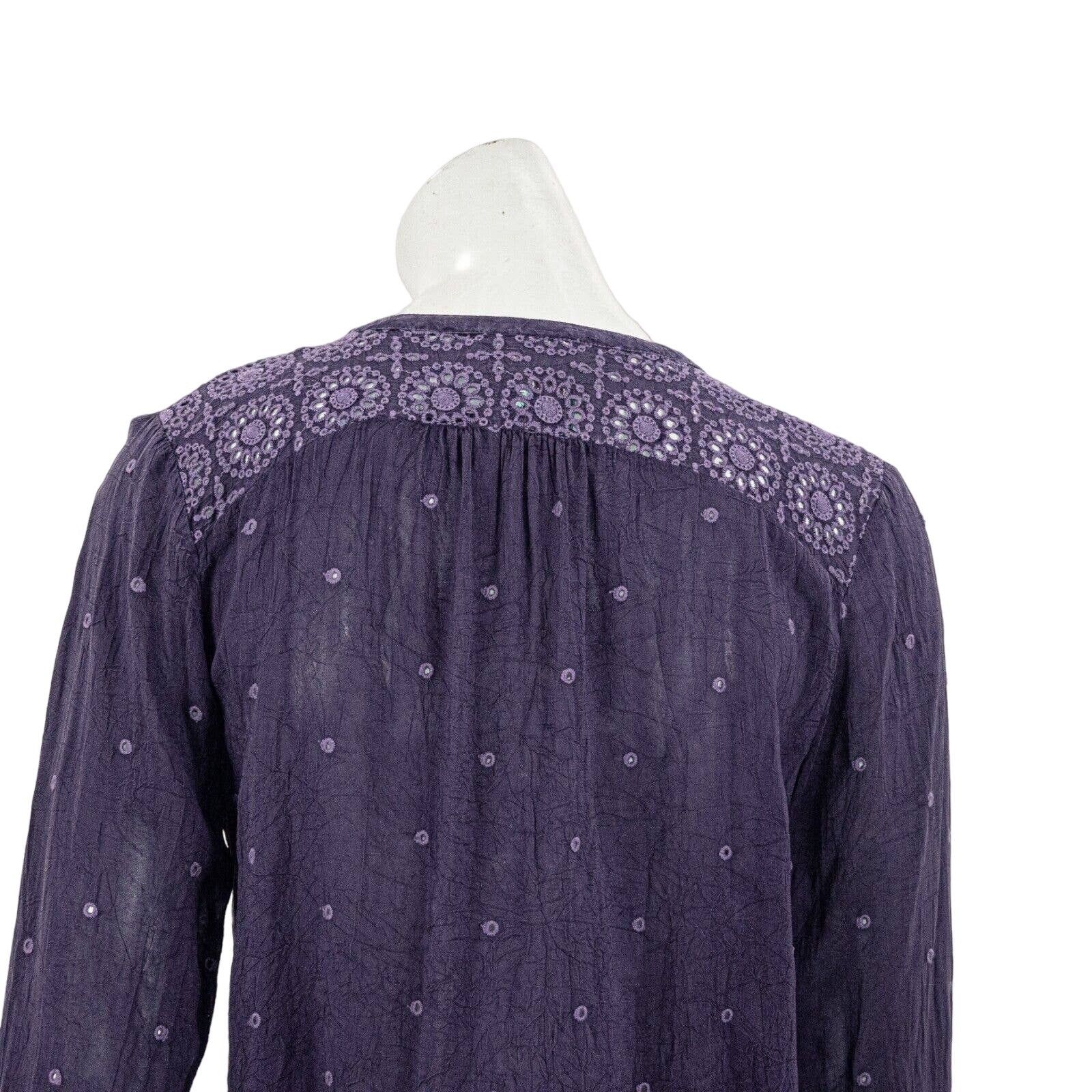 Johnny Was Johnny Was Pullover Blouse Purple Sheer Embroidered sz S Size S / US 4 / IT 40 - 9 Thumbnail