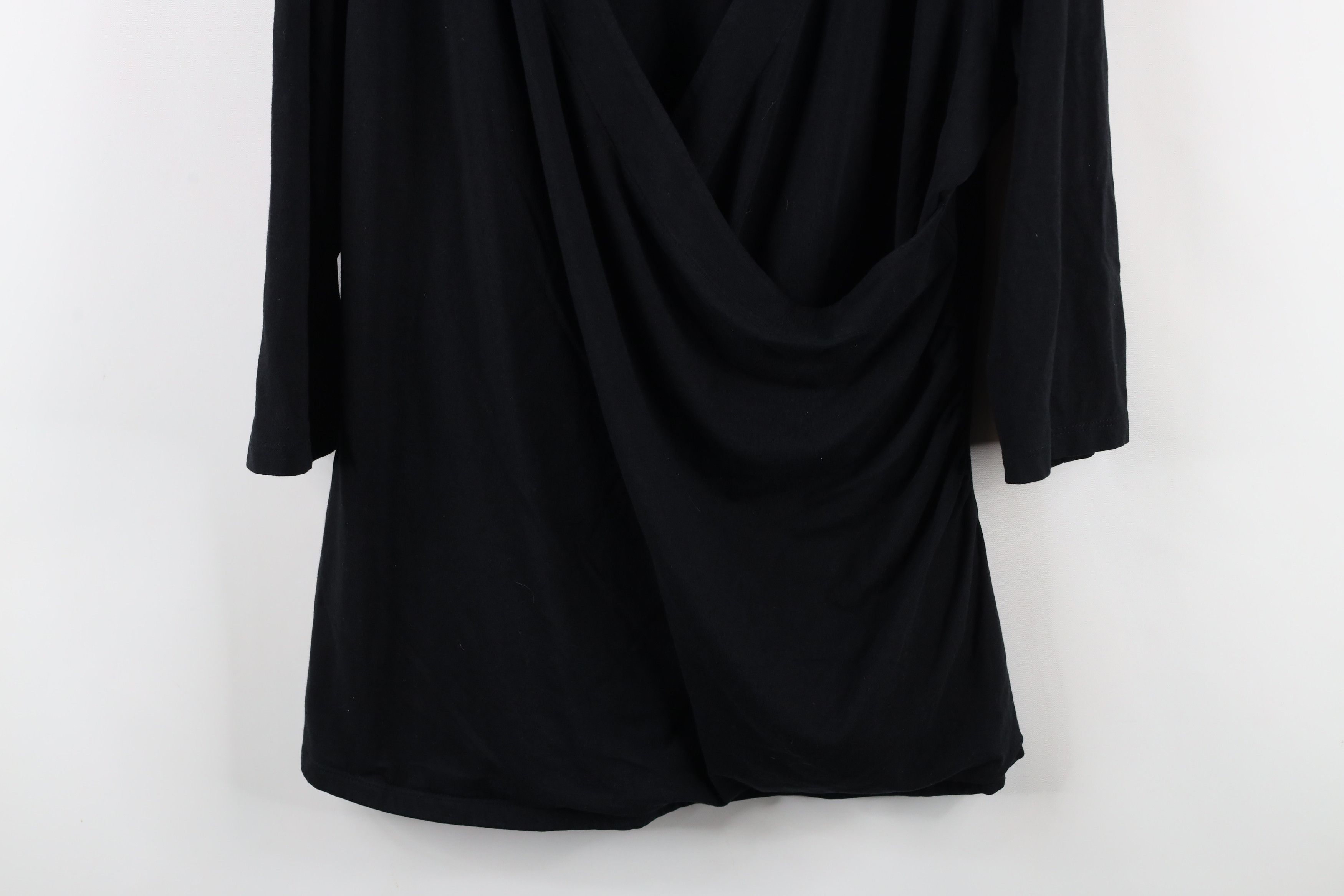 Vintage Soft Surroundings Blank Stretch Cross Wrap Blouse Top Black Size 3XL / US 20-22 - 3 Thumbnail