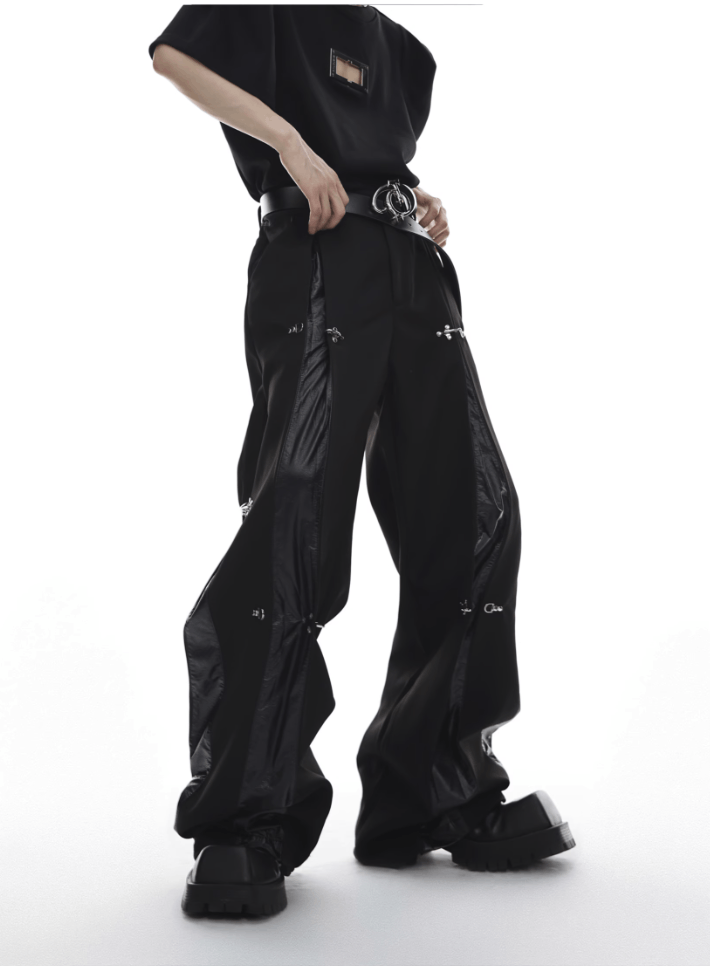 Other Y2K Black HandSewn Deconstructed Baggy Wide Leg Casual Pants Size US 34 / EU 50 - 1 Thumbnail