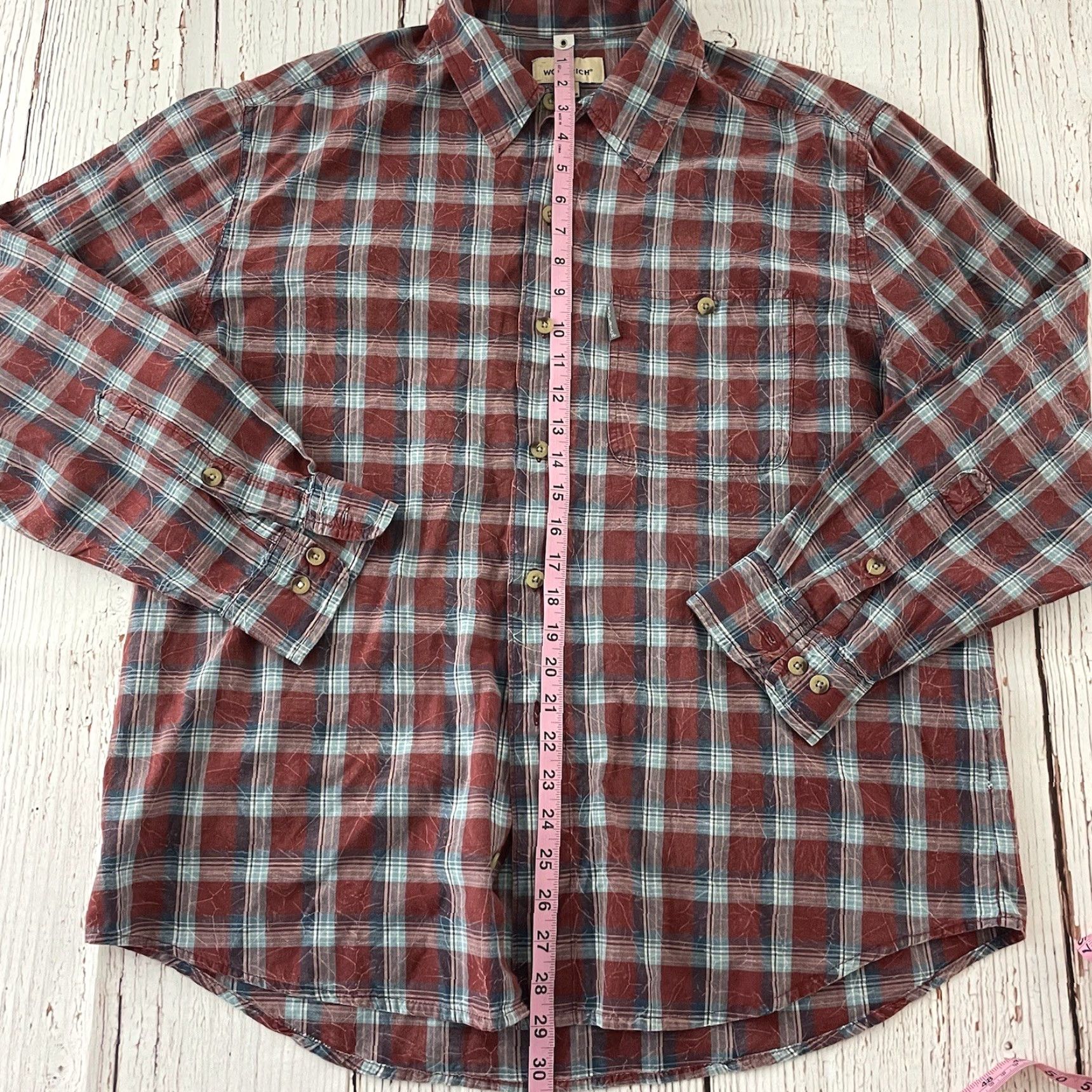 Vintage Woolrich Plaid Button-Up Long Sleeve Men's Large Red Blue Shirt Size US L / EU 52-54 / 3 - 3 Thumbnail