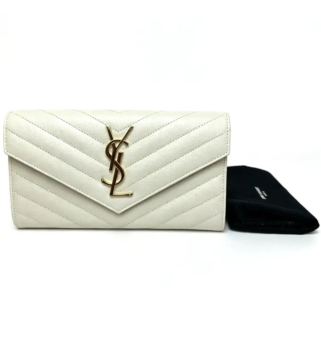 Saint Laurent Paris Saint Laurent Paris YSL MONOGRAM white cowhide leather quilted Vclutch Size ONE SIZE - 1 Thumbnail