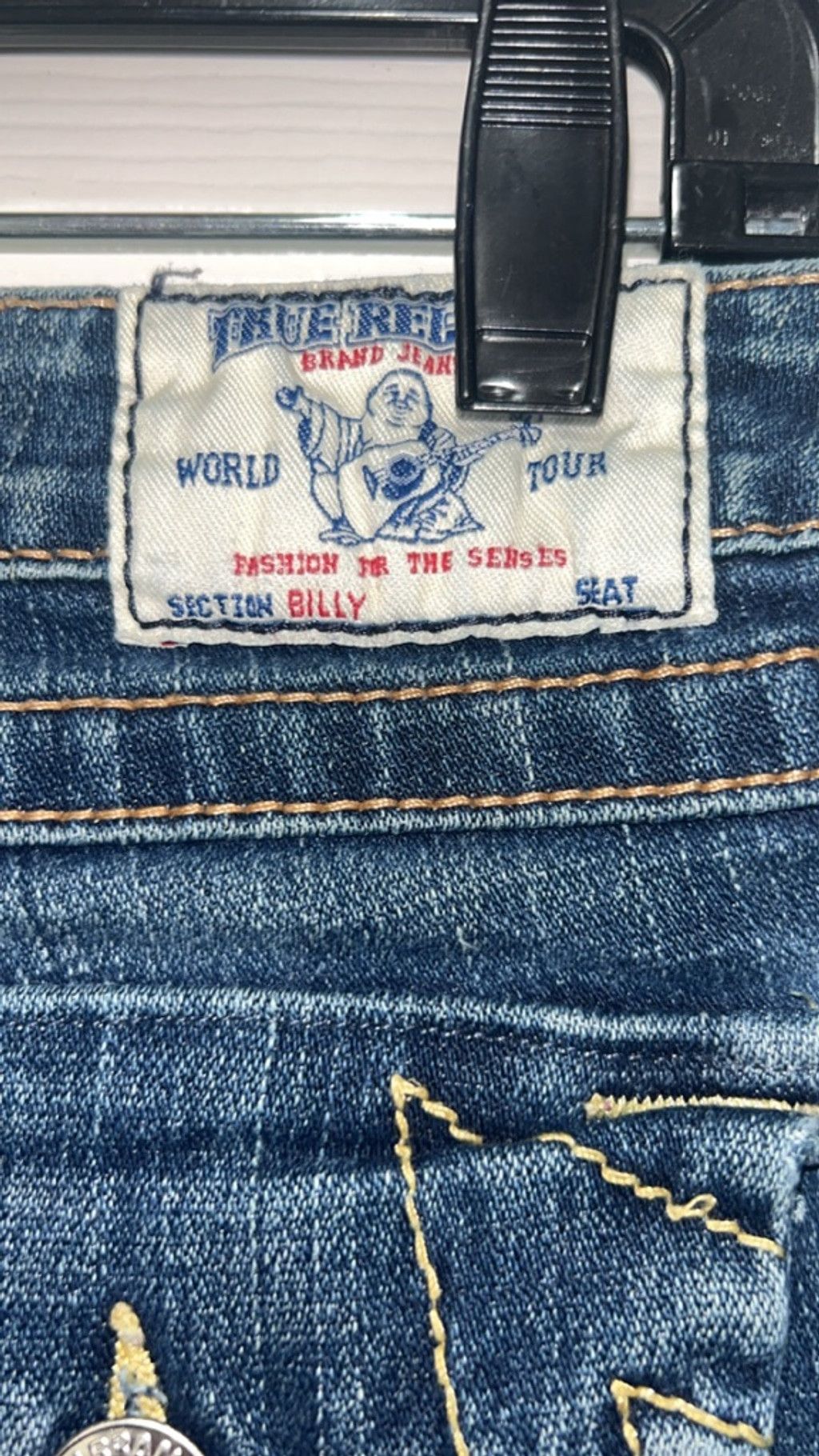 True Religion Women's True Religion Straight Leg Jeans Blue Gold Size 28 Size 28" / US 6 / IT 42 - 1 Thumbnail