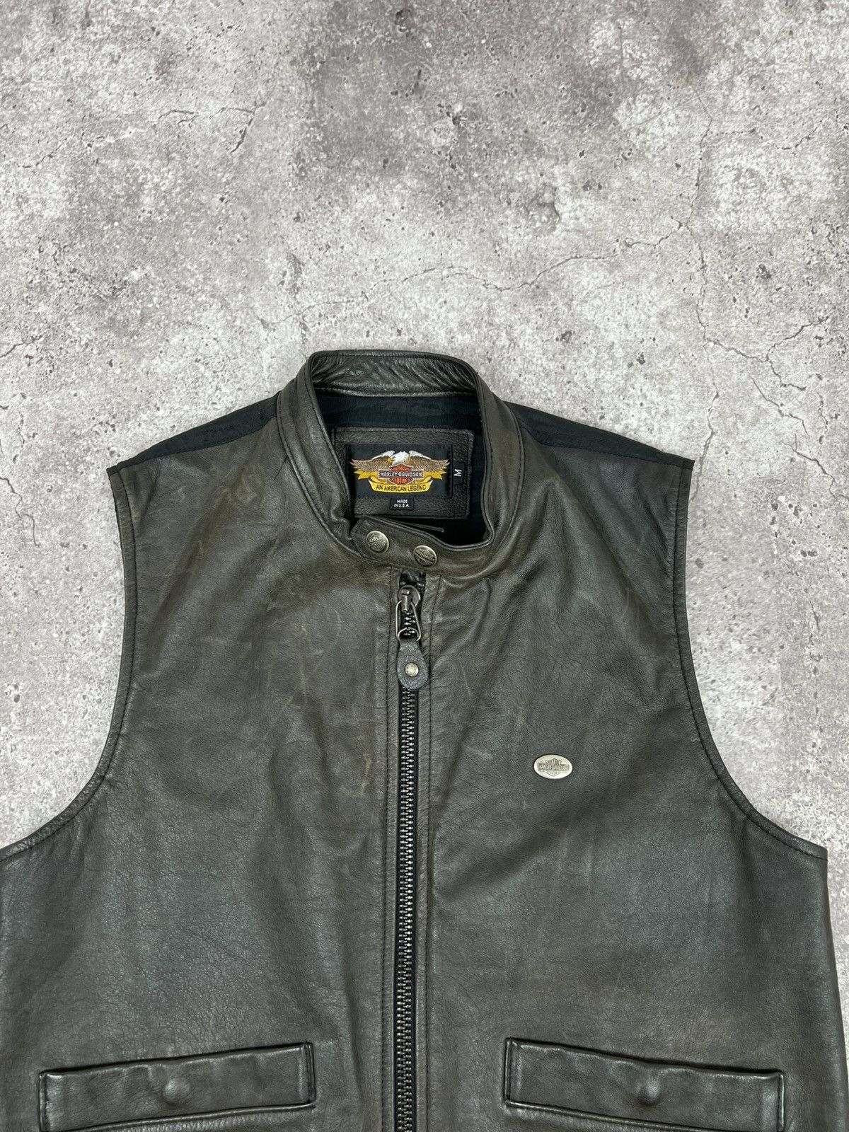 Harley Davidson Vintage Harley Davidson Leather Nylon Vest 90s Size US M / EU 48-50 / 2 - 4 Thumbnail