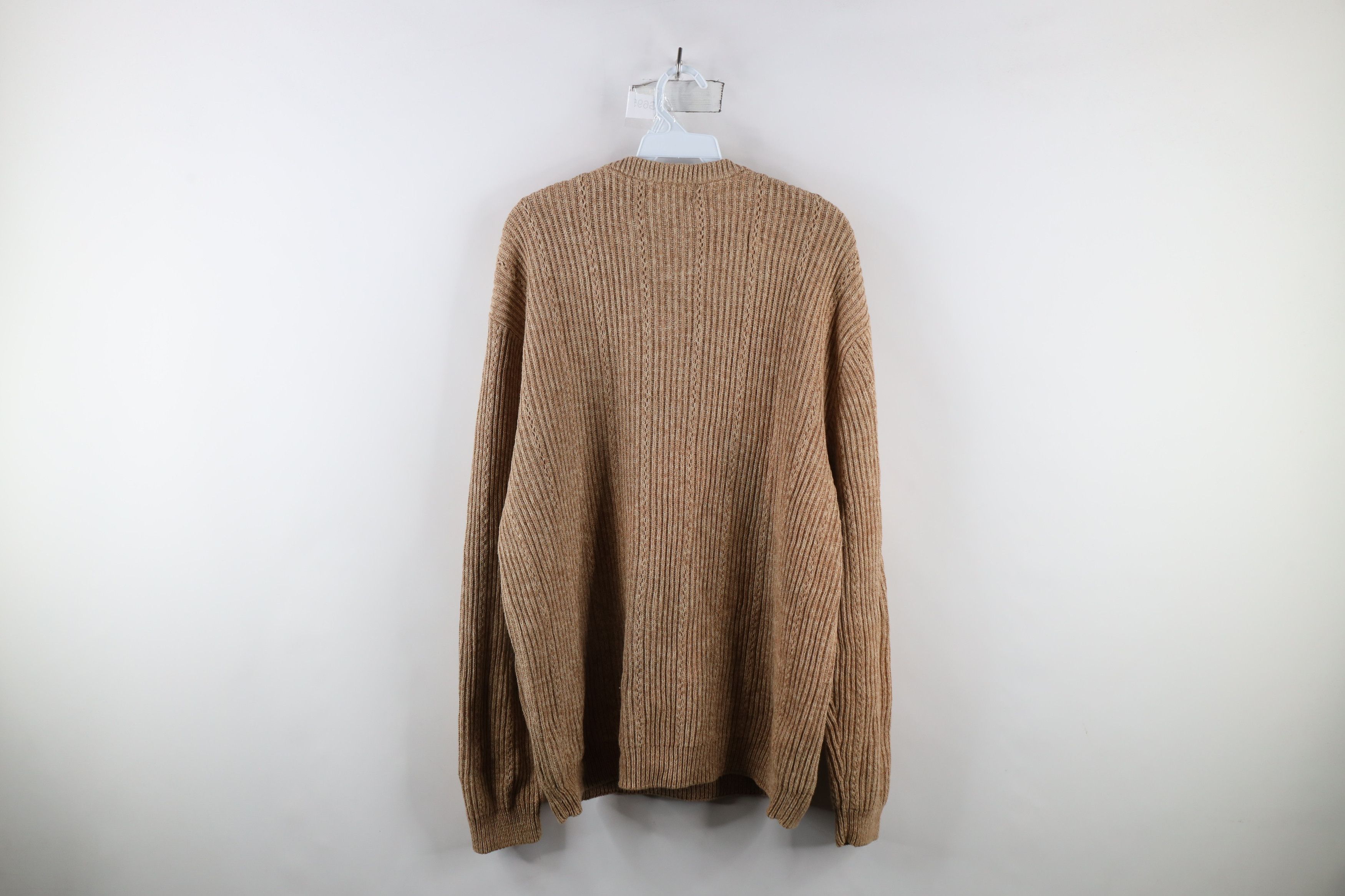 Chaps × Vintage Vintage 90s Chaps Cotton Ribbed Knit Sweater Oatmeal Brown Size US L / EU 52-54 / 3 - 9 Thumbnail