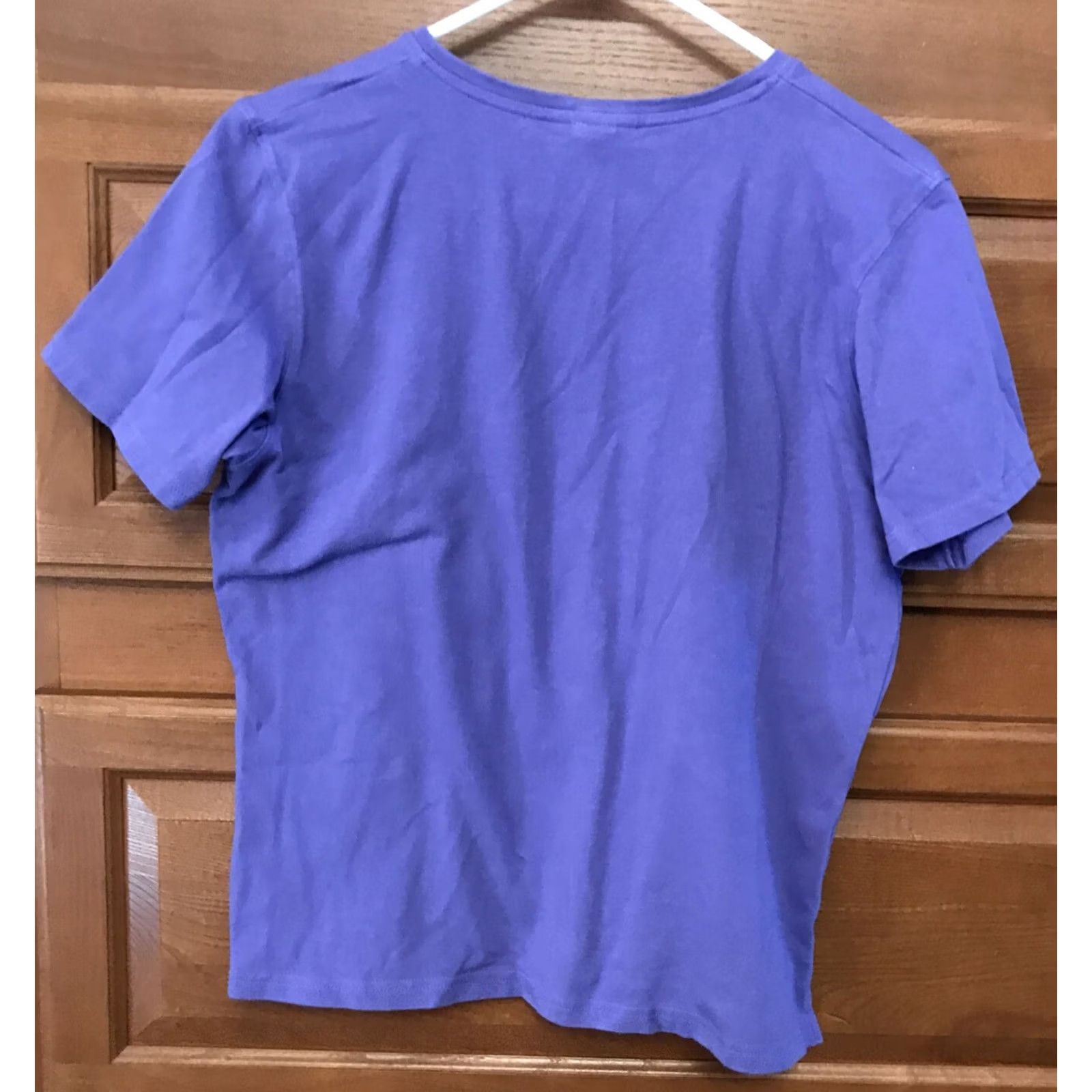 Bill Blass VINTAGE Bill Blass Purple PULLOVER Shirt Women LARGE V-Neck Short Sleeve Knit Cotton Spandex Casual 20.5" Pit 23" Length Mens Women Girls 440 Size L / US 10 / IT 46 - 2 Thumbnail