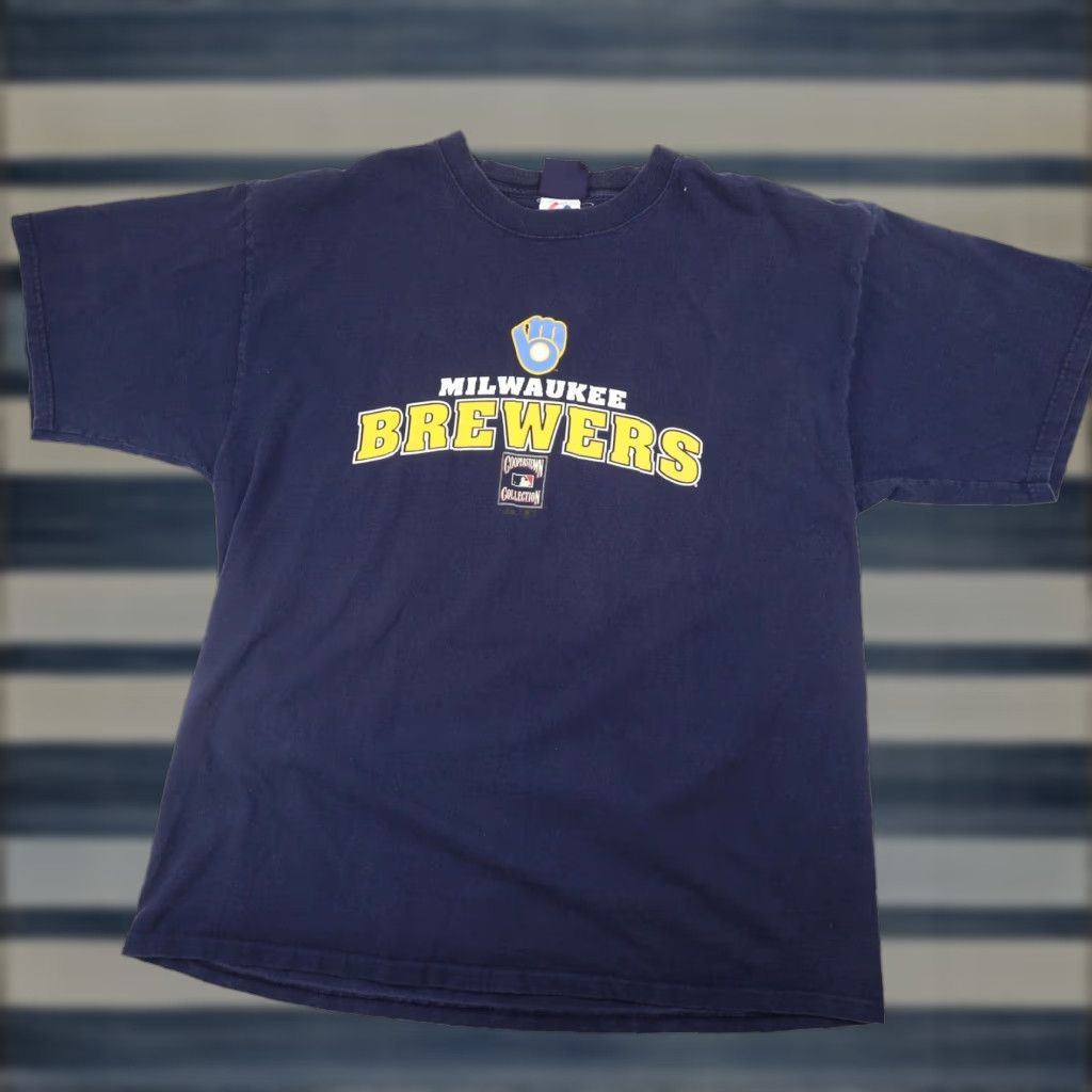 Vintage VINTAGE Majestic Milwaukee Brewers Graphic Shirt XL Men Blue XXL 90s Football? Size US XL / EU 56 / 4 - 1 Thumbnail