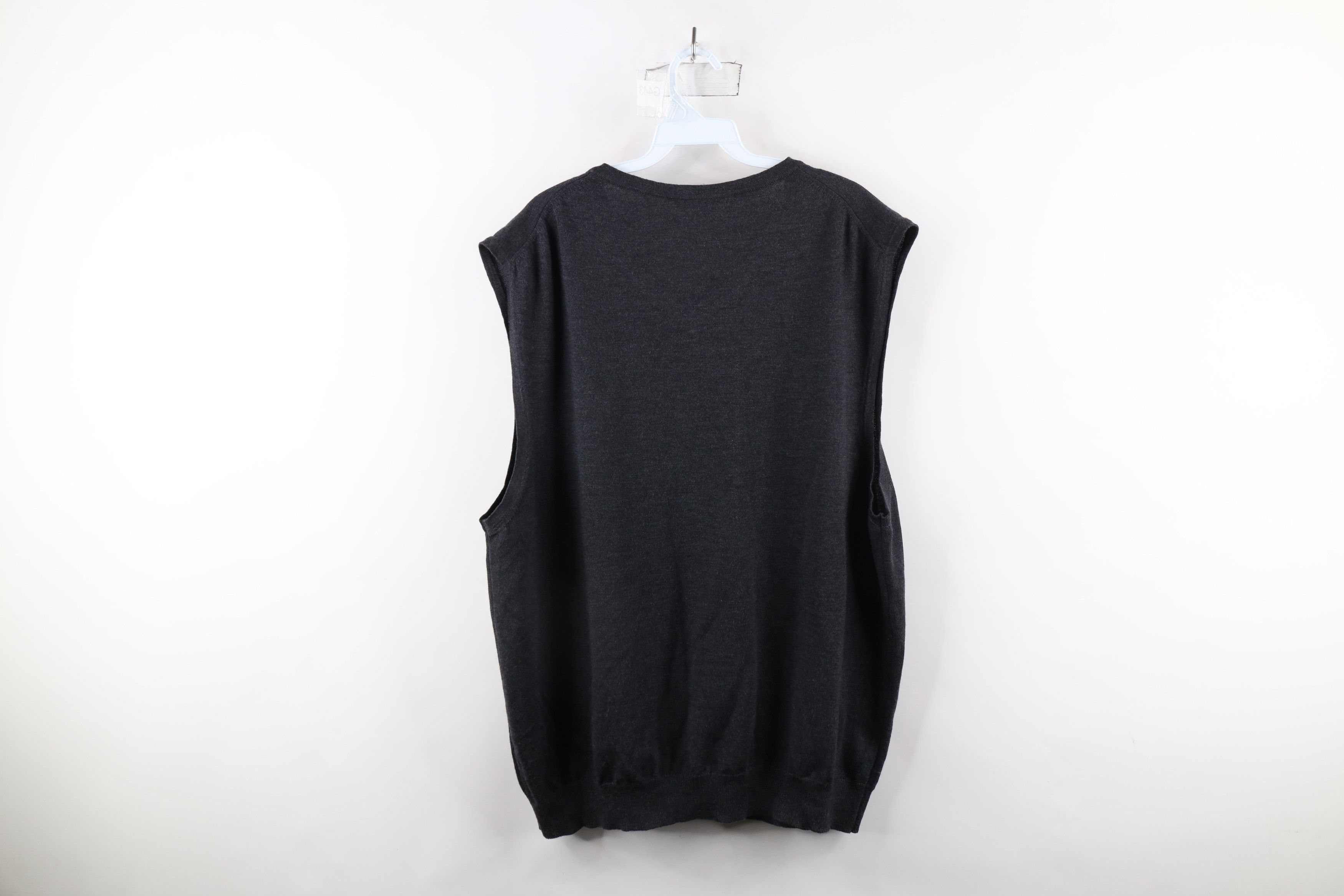 Vintage Vintage 90s Streetwear Wool Knit Sweater Vest Charcoal Gray Size US XXL / EU 58 / 5 - 5 Thumbnail