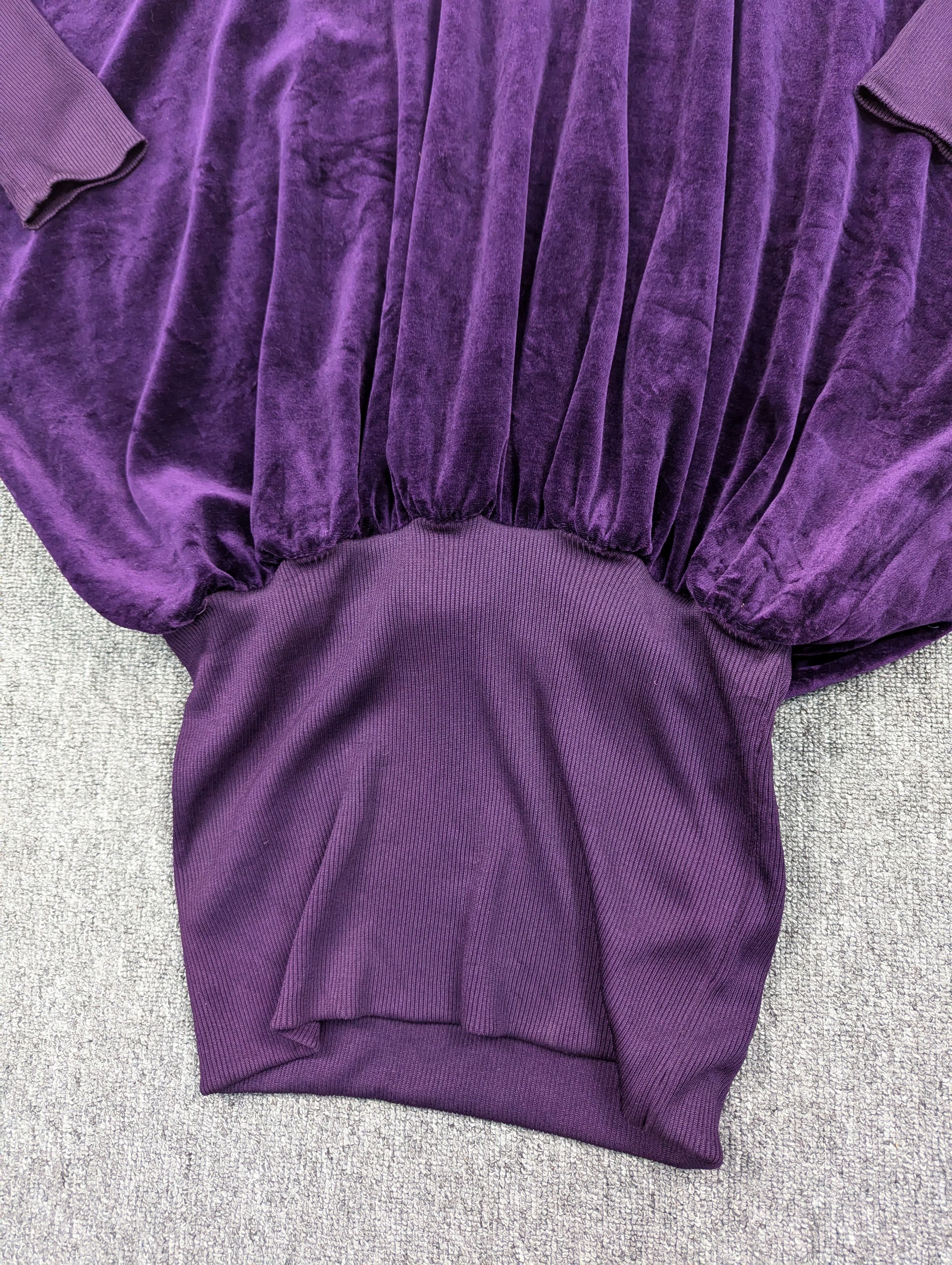 Norma Kamali Vintage Norma Kamali Purple Velvet Batwing Sweater Size M / US 6-8 / IT 42-44 - 4 Thumbnail