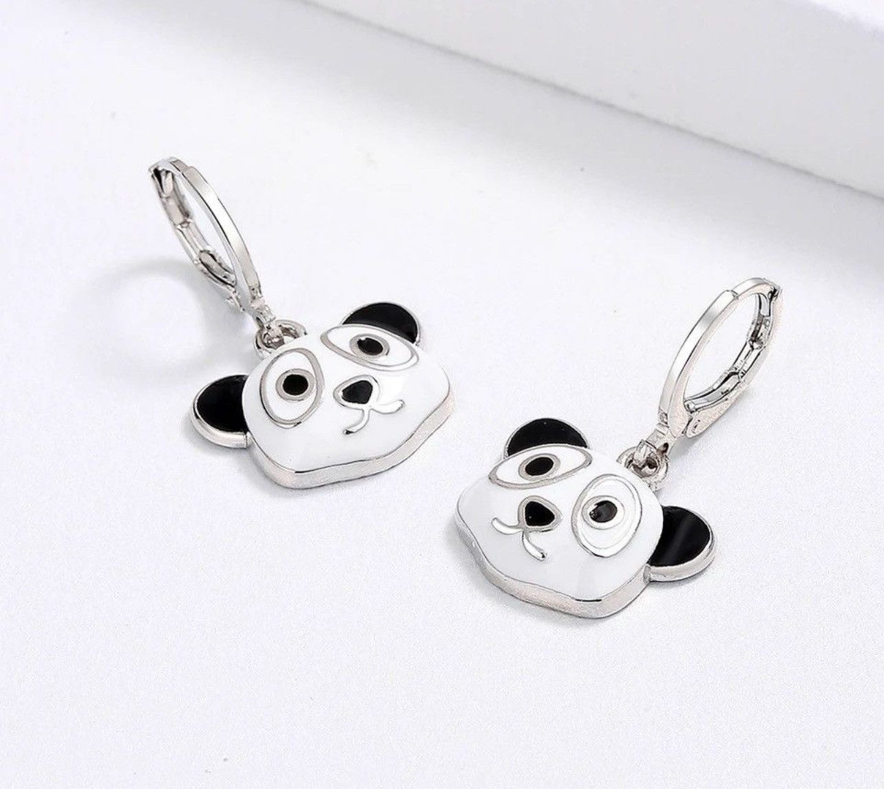 Jewelry Cute Handmade Enamel Jewelry Panda Earrings Size ONE SIZE - 2 Thumbnail