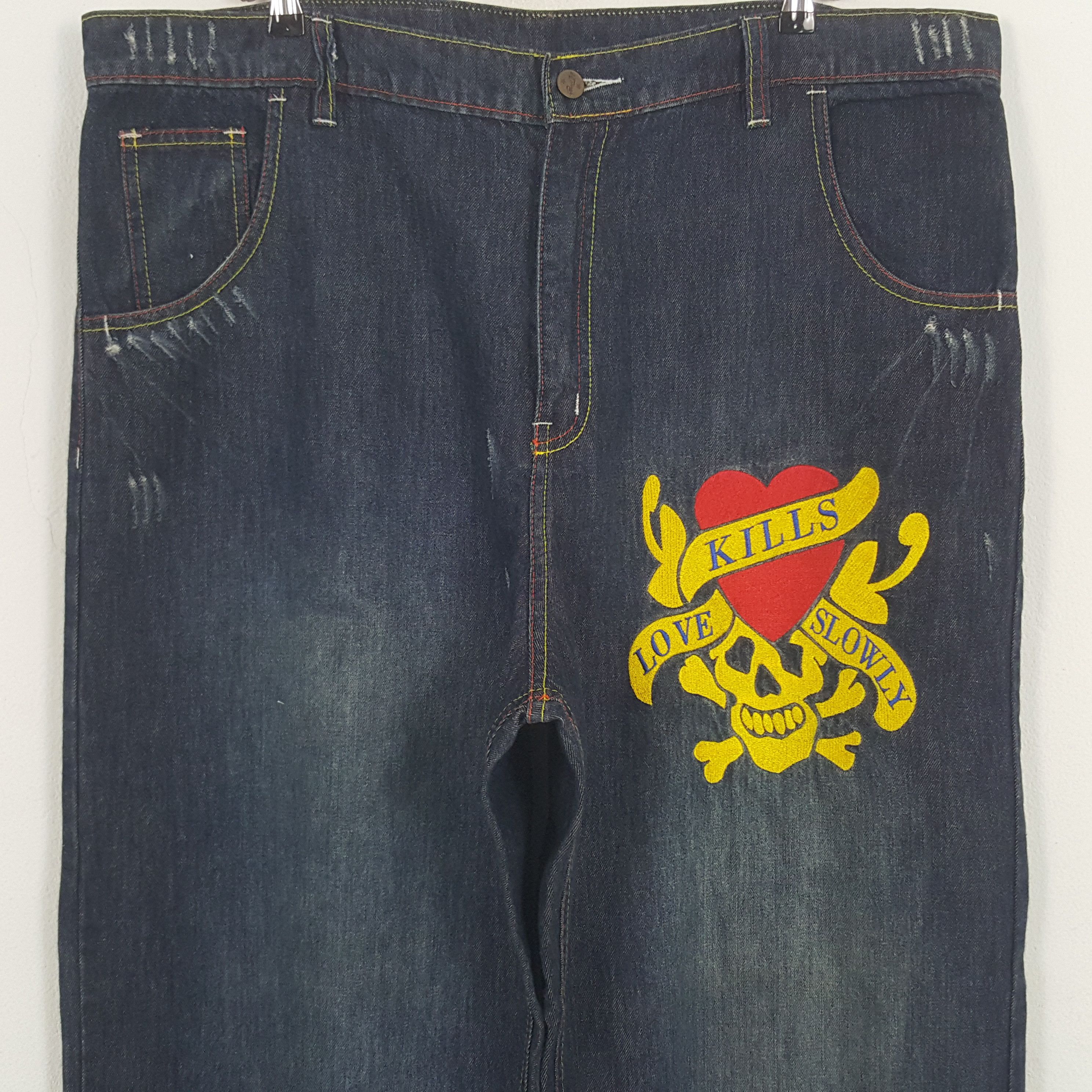 Christian Audigier × Ed Hardy × Vintage Vintage Ed Hardy by Christian Audiger Baggy Denim Jeans Size US 43 - 5 Thumbnail