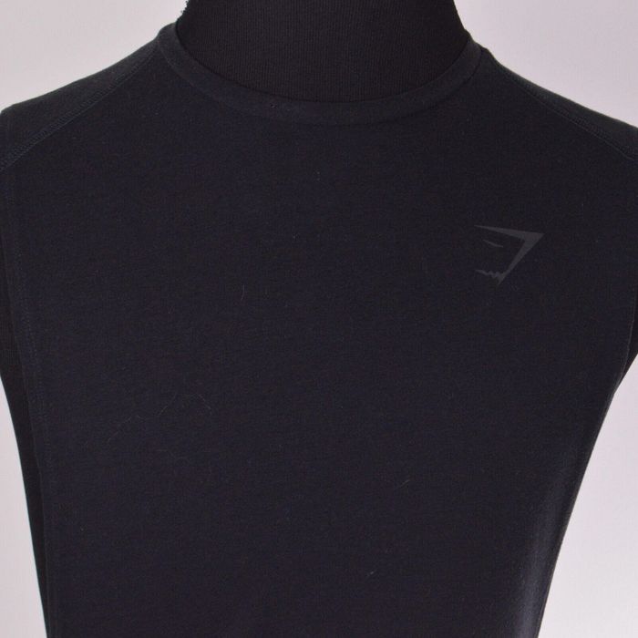 Gymshark Gymshark Mens Tank Shirt S Black Workout Logo Cotton Blend