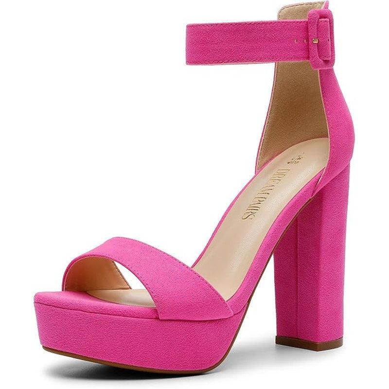 Other Dream Pairs Pink Faux Suede Ankle Strap Heels Size 8 Size US 8 / IT 38 - 1 Thumbnail