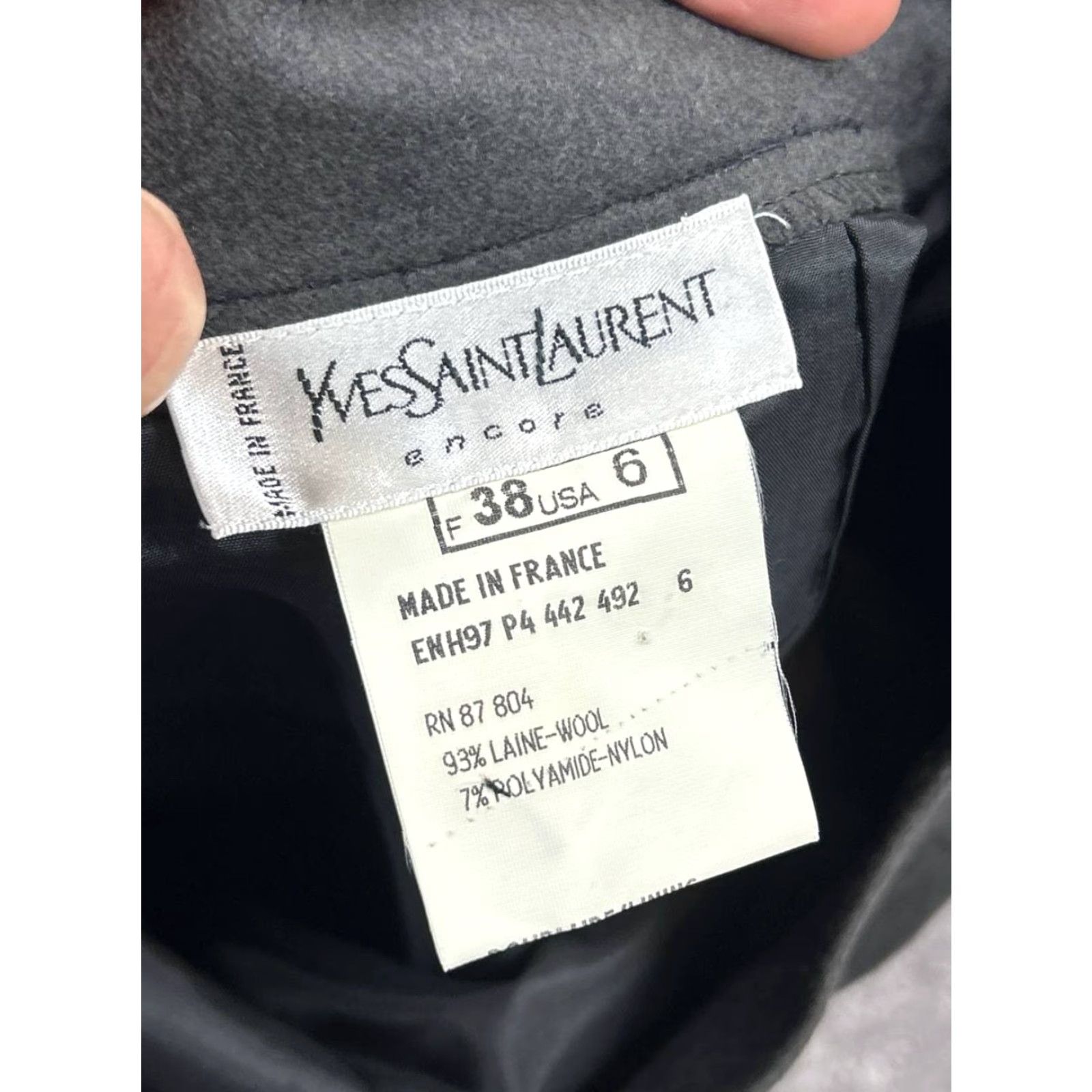 Yves Saint Laurent VINTAGE Yves Saint Laurent Encore Pencil Skirt Womens 6 Black Straight Back Slit Knee Length Wool Nylon Zipper Button Classic Modern 90s Mens Womens Size 28" / US 6 / IT 42 - 6 Thumbnail