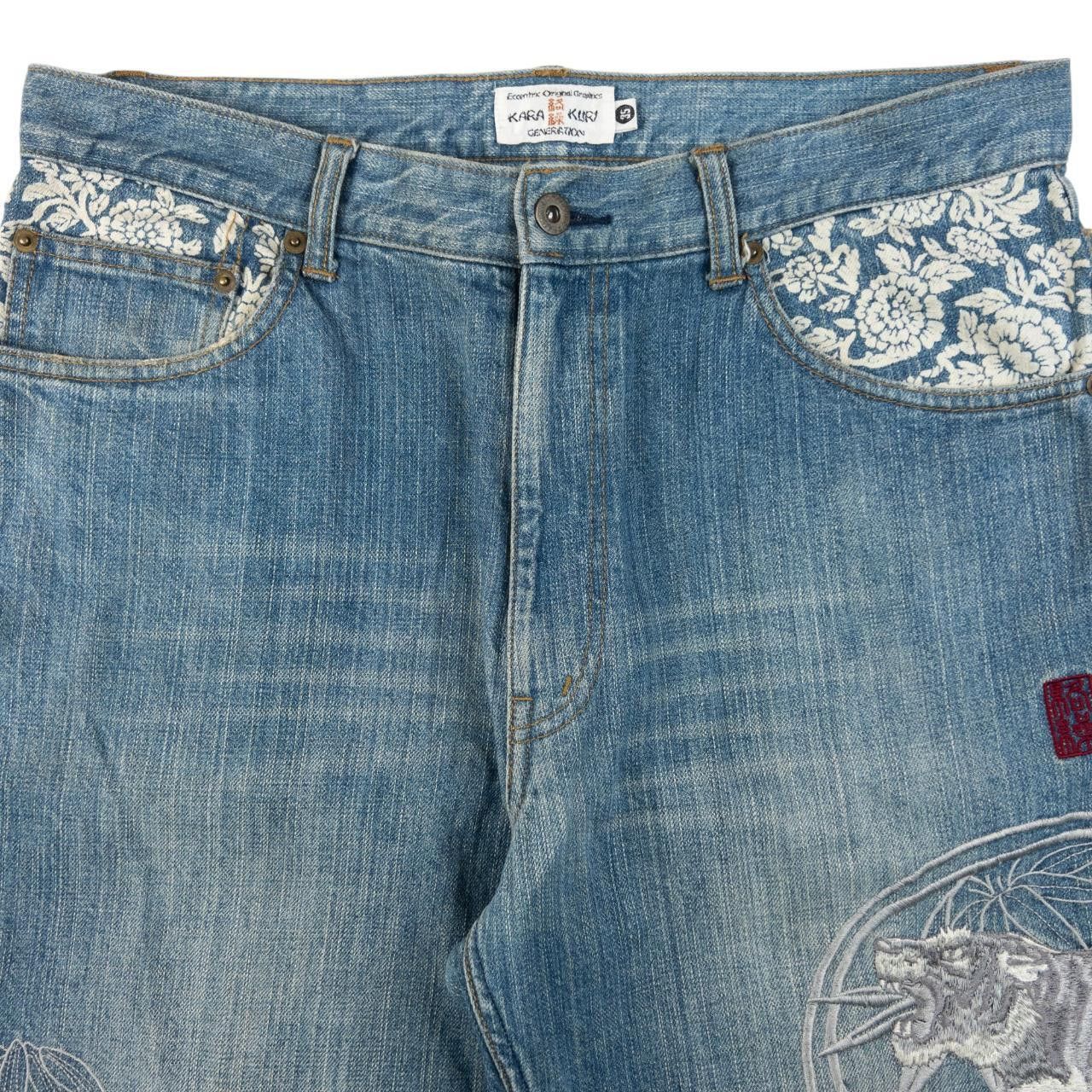 Other Vintage Karakuri Tamashii Embroidered Japanese Denim Jeans Size US 34 / EU 50 - 5 Thumbnail