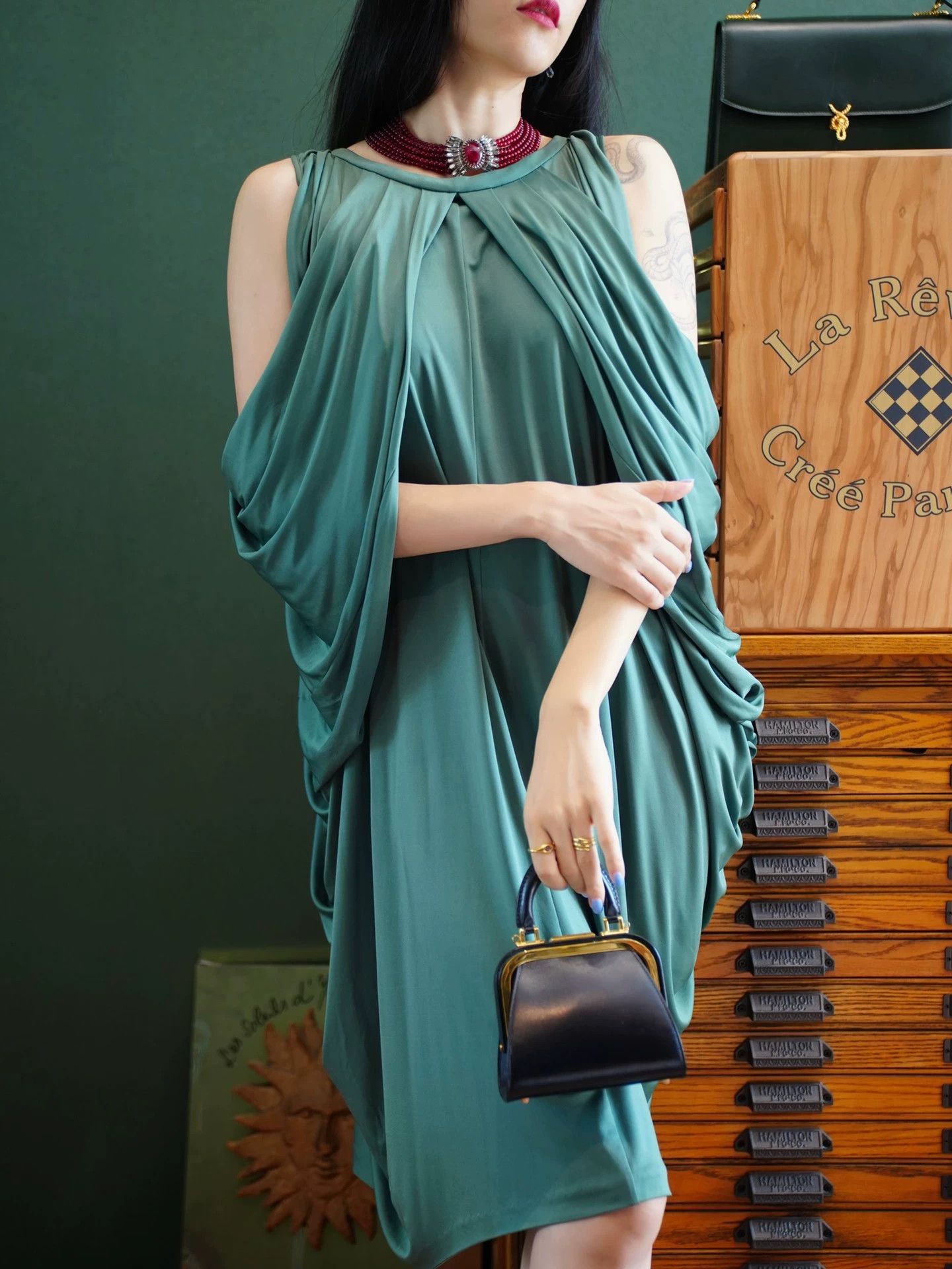 Yves Saint Laurent YSL Vintage Greek Celadon Dress Size ONE SIZE - 8 Thumbnail