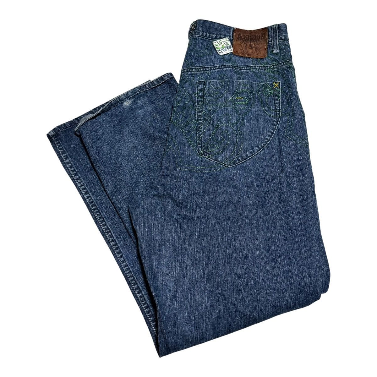 Akademiks Akademiks Baggy Green Embroidered Y2K Jeans Men’s 36x31.5 Size US 36 / EU 52 - 1 Thumbnail