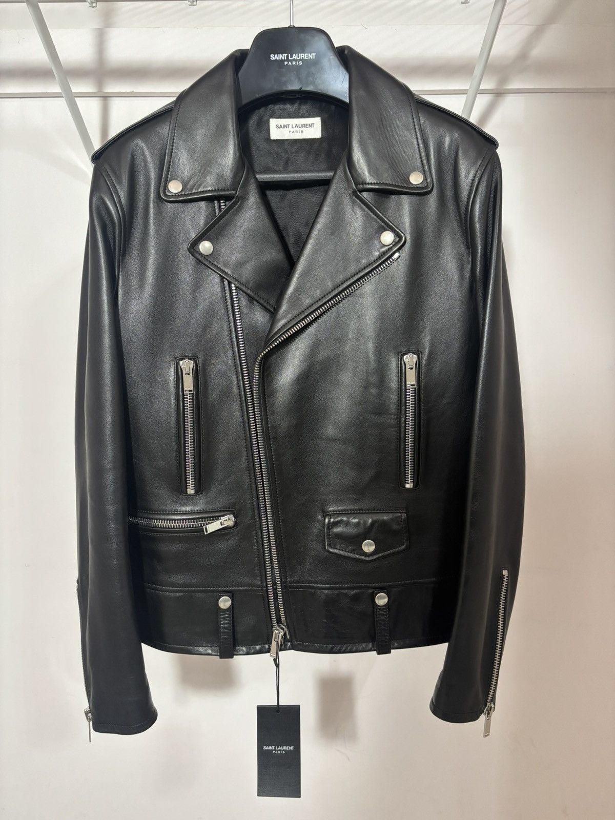 Saint Laurent Paris MOTORCYCLE JACKET IN PLUNGED LAMBSKIN Size 48 Size US M / EU 48-50 / 2 - 2 Thumbnail